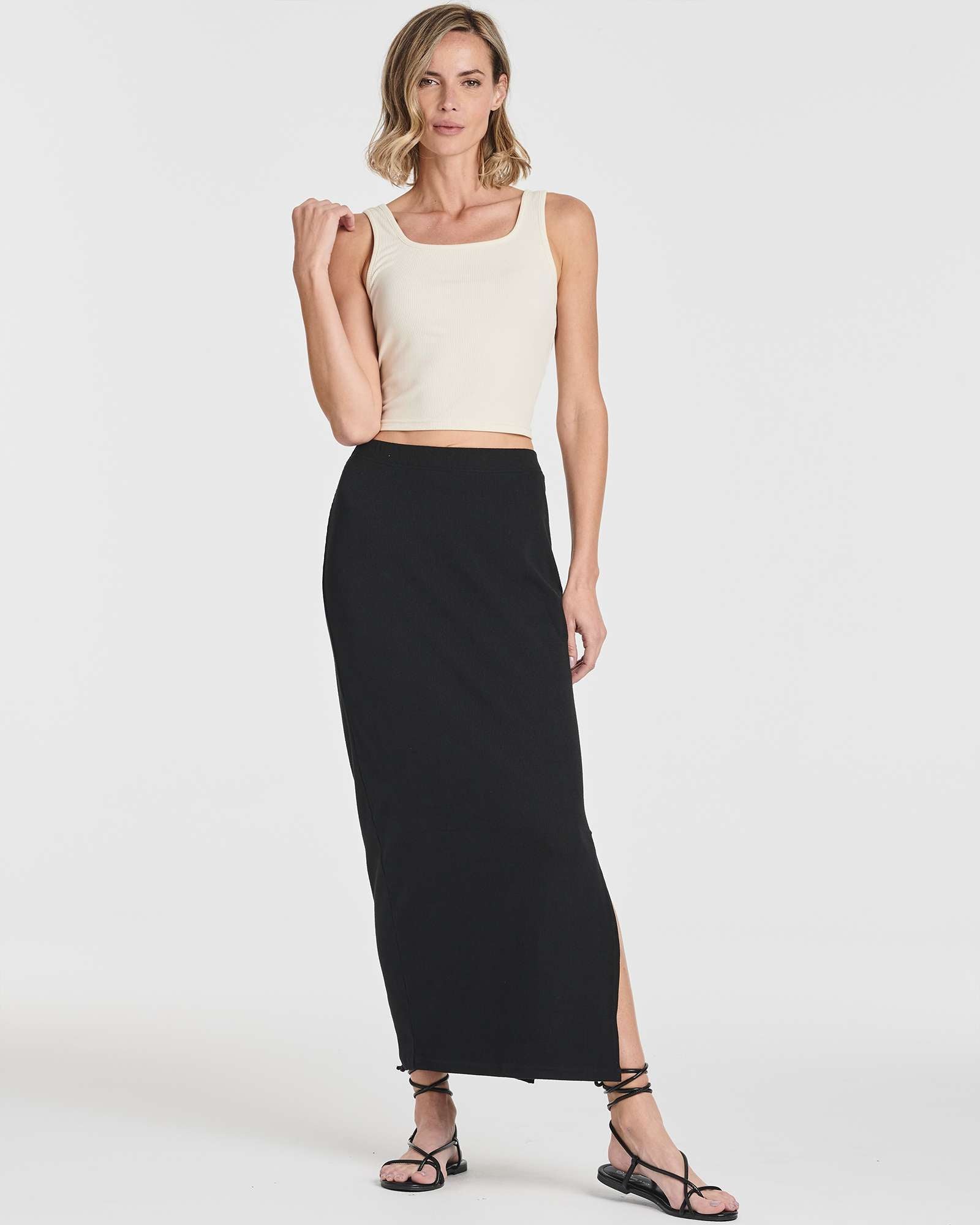 3 Pack: Women's Ribbed High Waisted Maxi Skirt