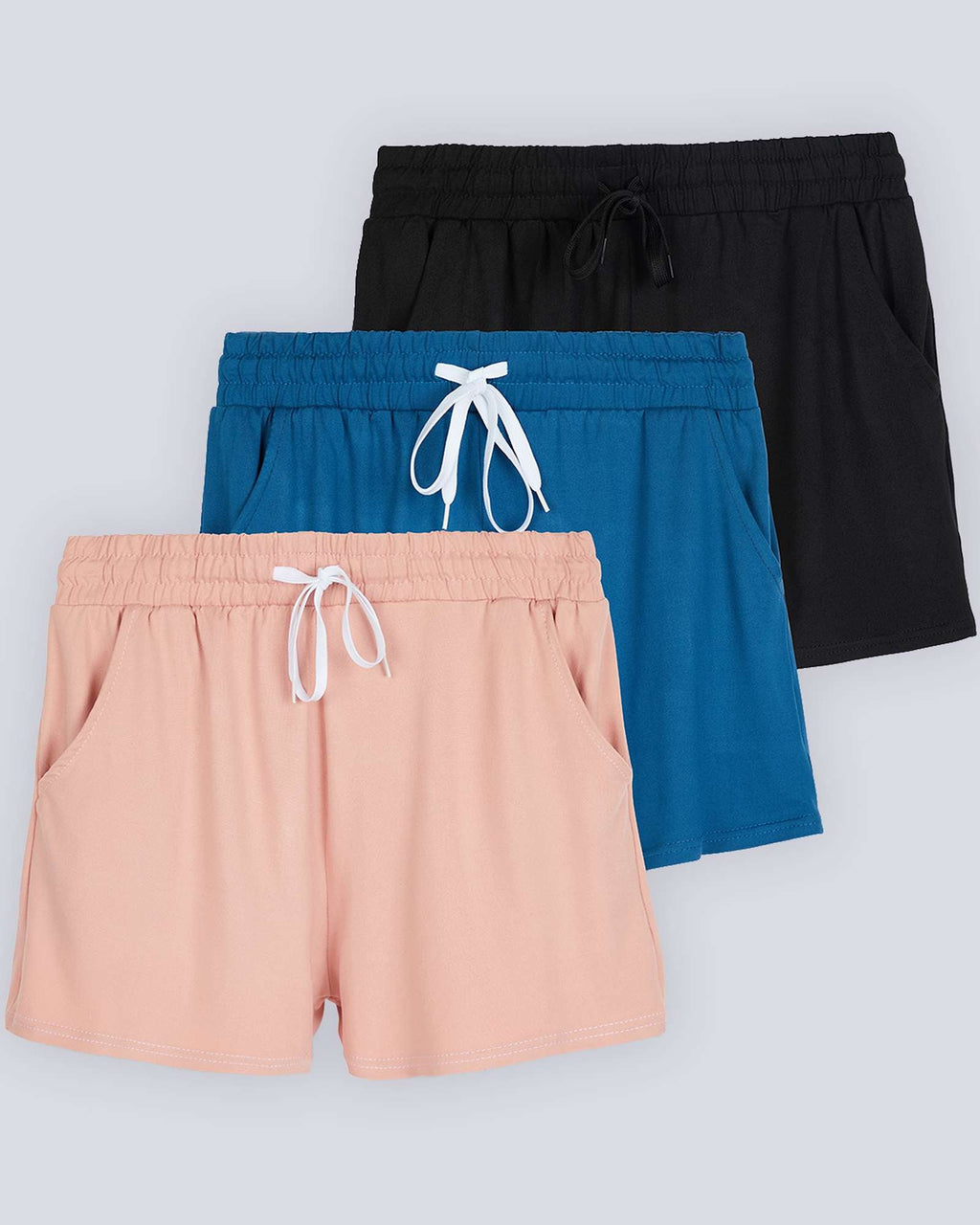 3 Pack: Girls' Lounge Comfy Shorts with Drawstring