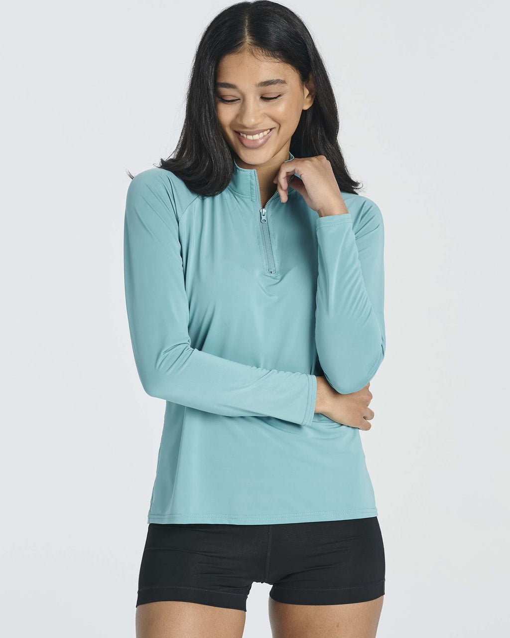 3 Pack: Women's 1/4 Zip Rash Guard Long Sleeve Swim Shirt