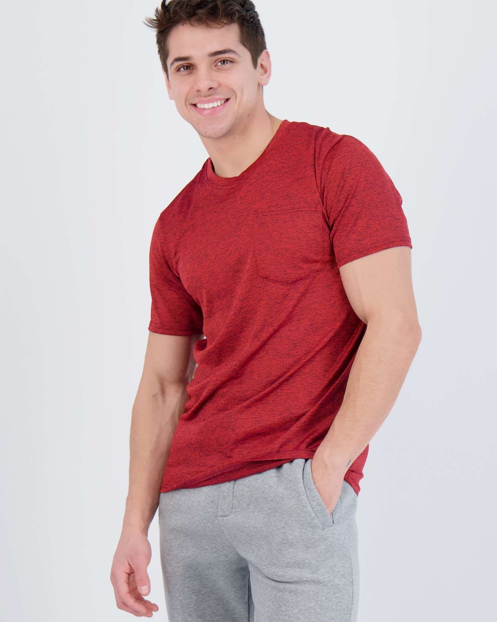 4 Pack: Mens Dry-Fit Active Pocket Short Sleeve Crew T-Shirts (Available in Big & Tall)