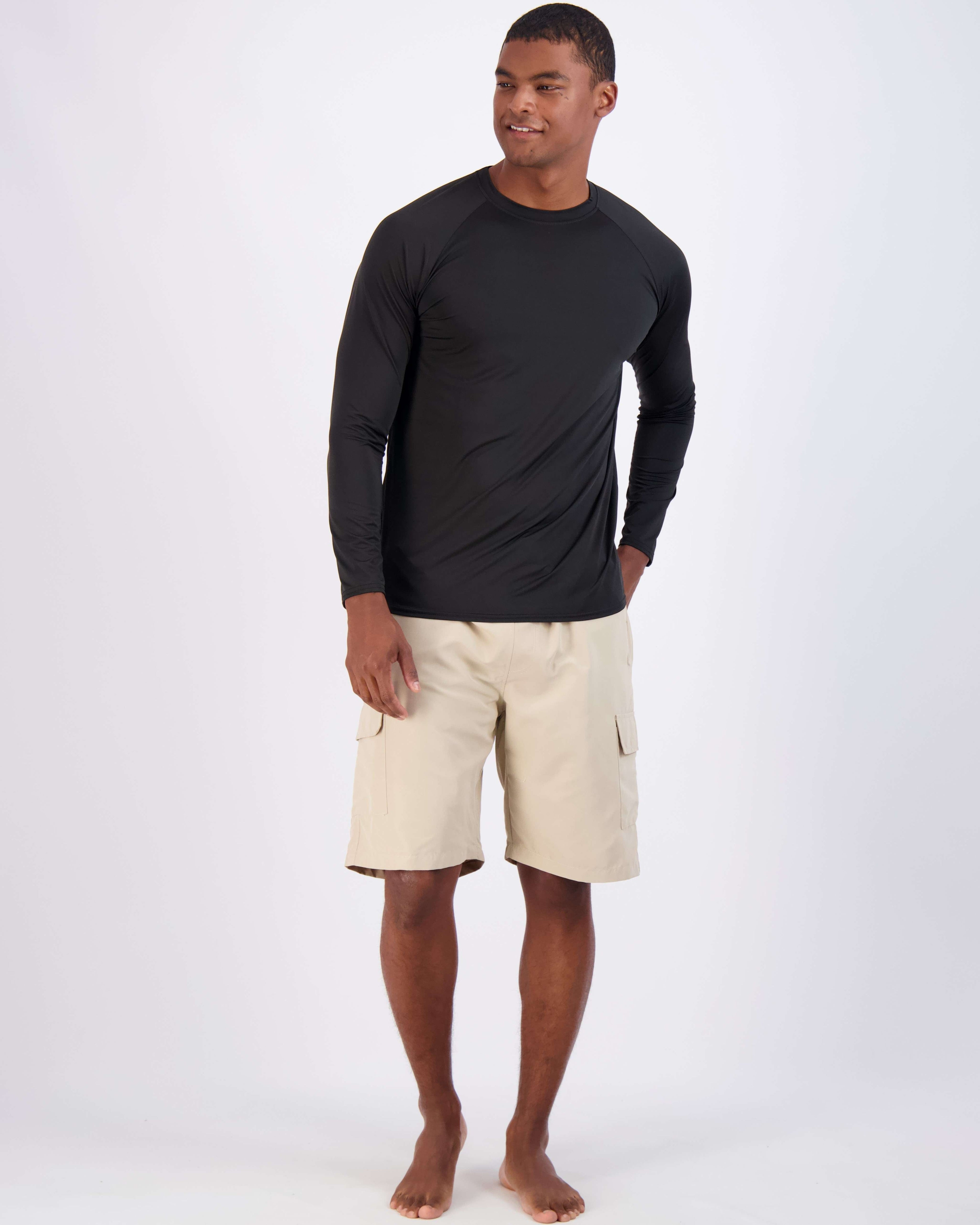 4 Pack: Men's Long Sleeve Rash Guard Shirt (Available In Big & Tall)