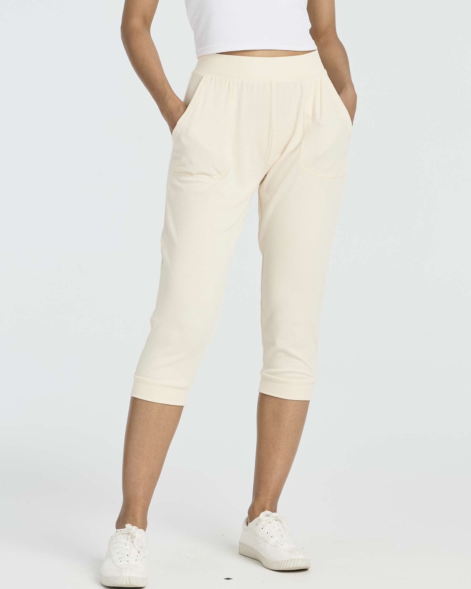 3 Pack: Women's Ribbed Capri Jogger Lounge Sweatpants