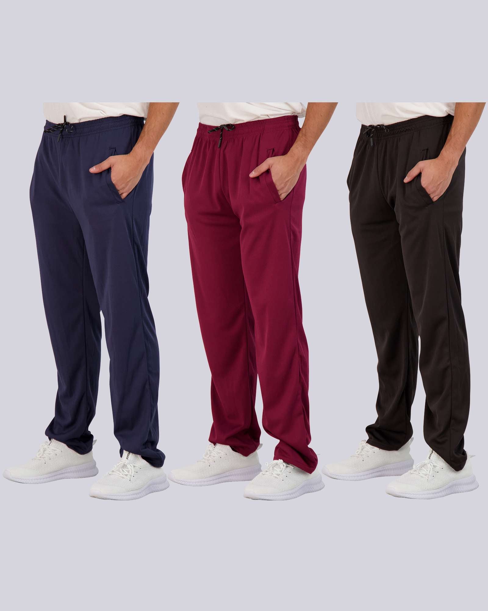 3 Pack: Mens Mesh Active Open Bottom Sweatpants