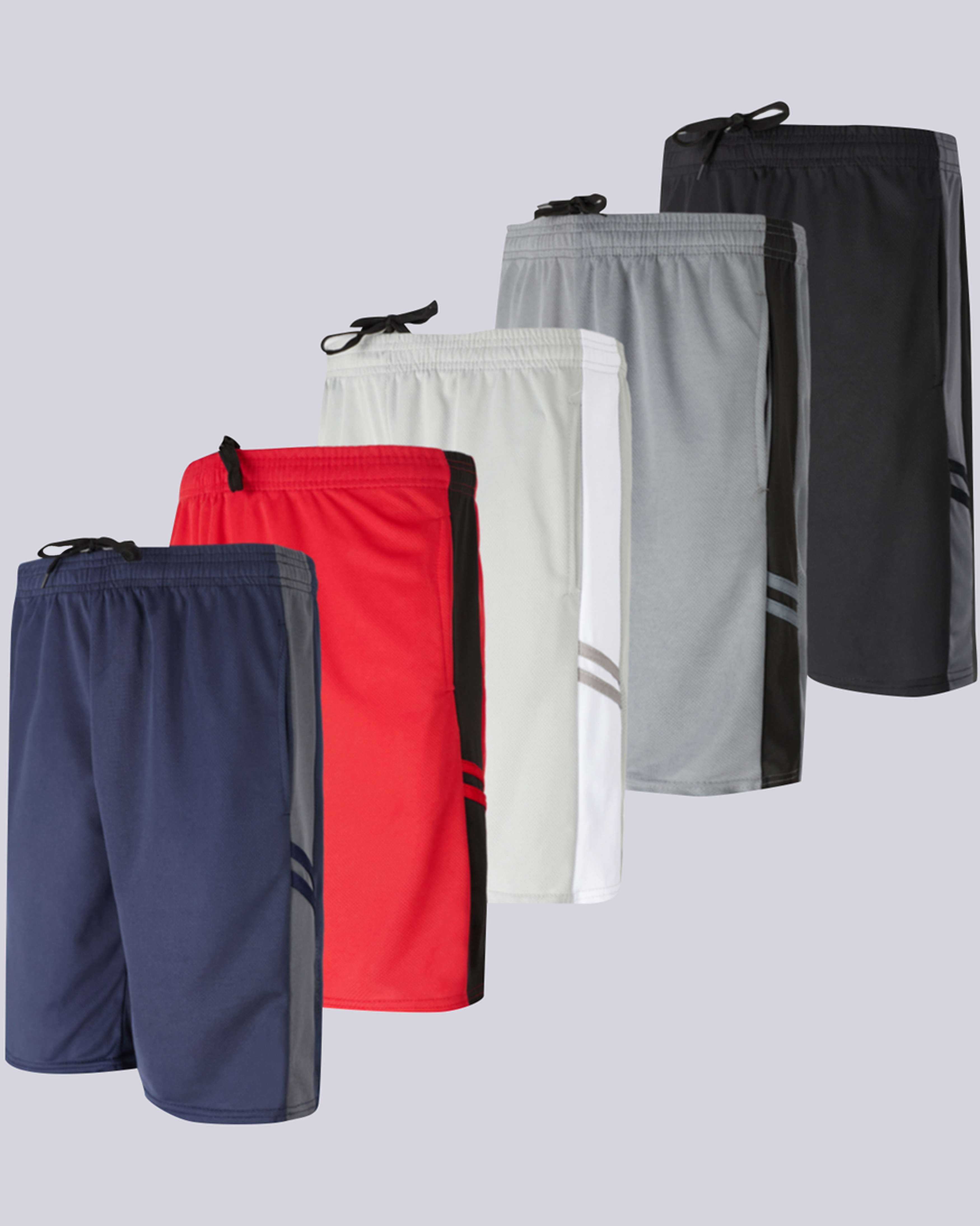 5 Pack: Men's Mesh Athletic Gym Shorts