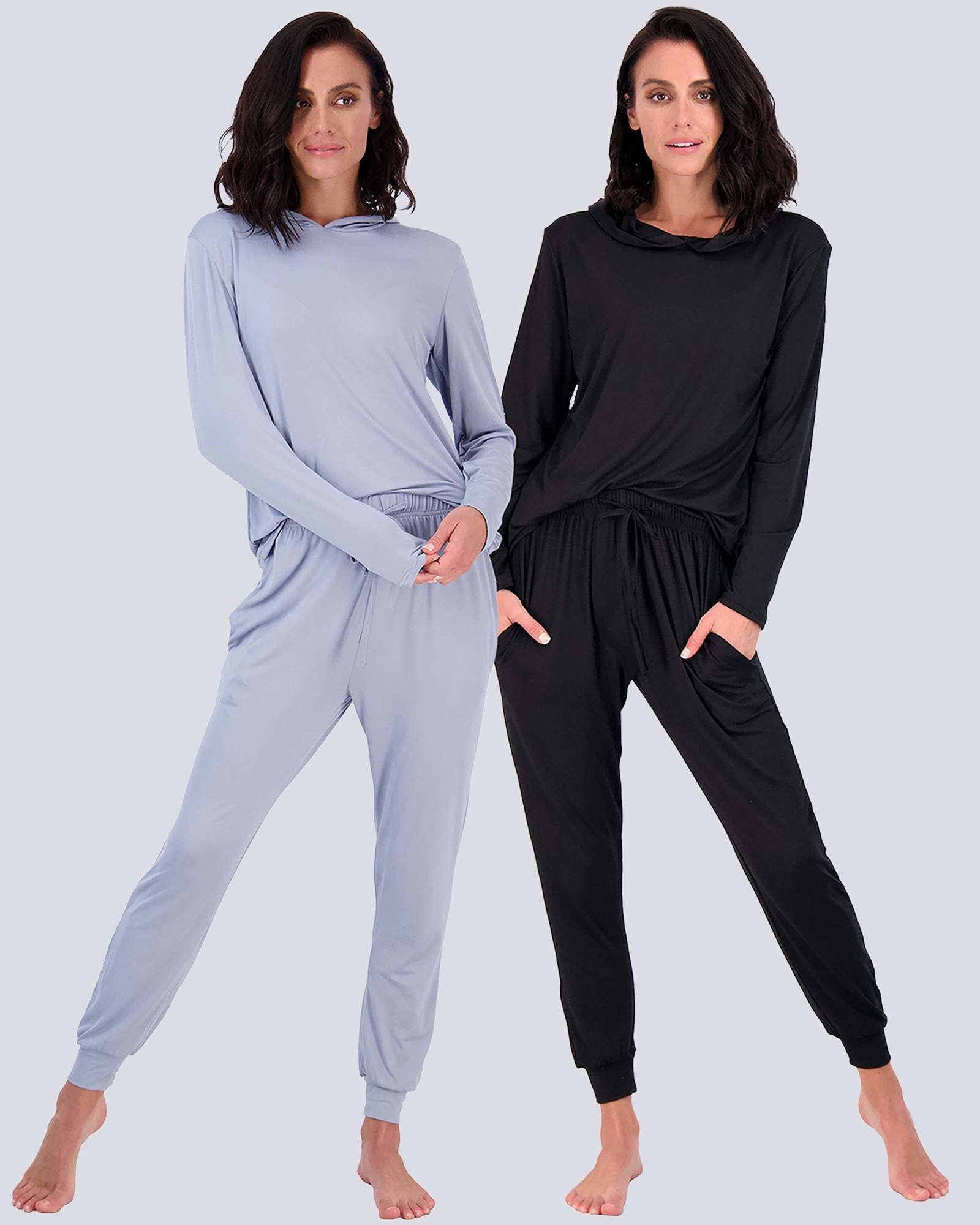 4 Piece: Womens Long Sleeve Henley & Jogger Lounge Pajama Set