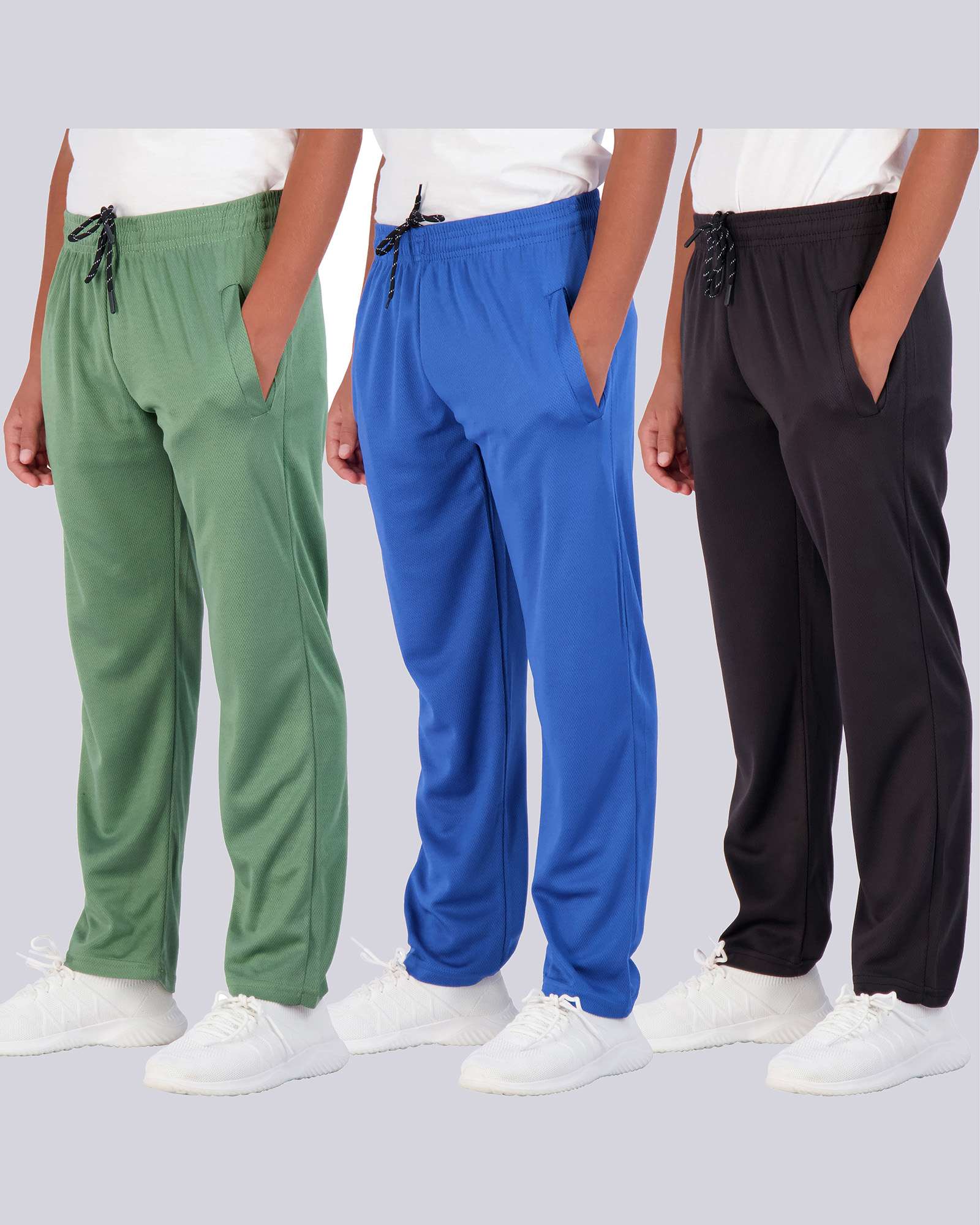 3 Pack: Boys Mesh Open Bottom Active Sweatpants