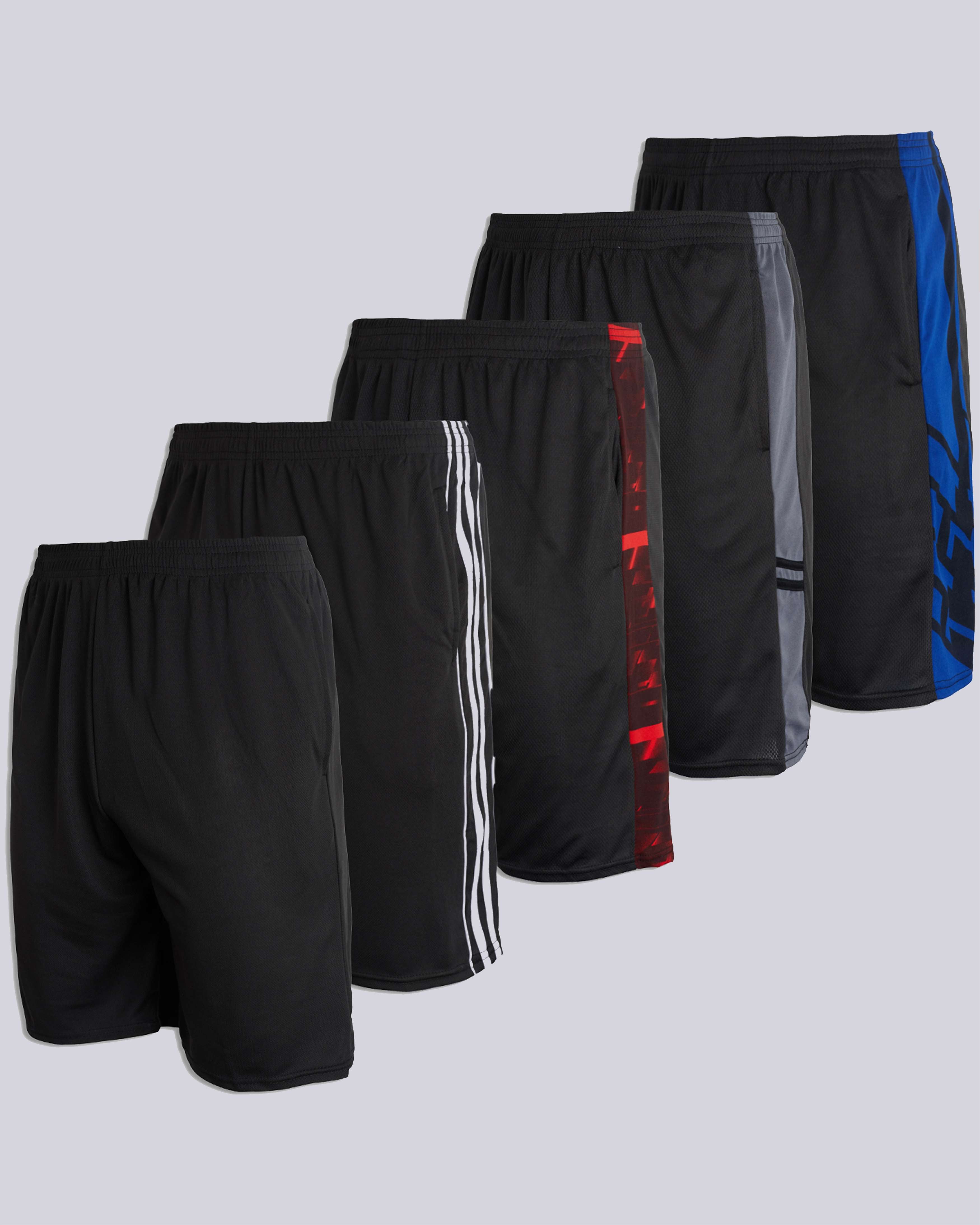 5 Pack: Men's Mesh Athletic Gym Shorts