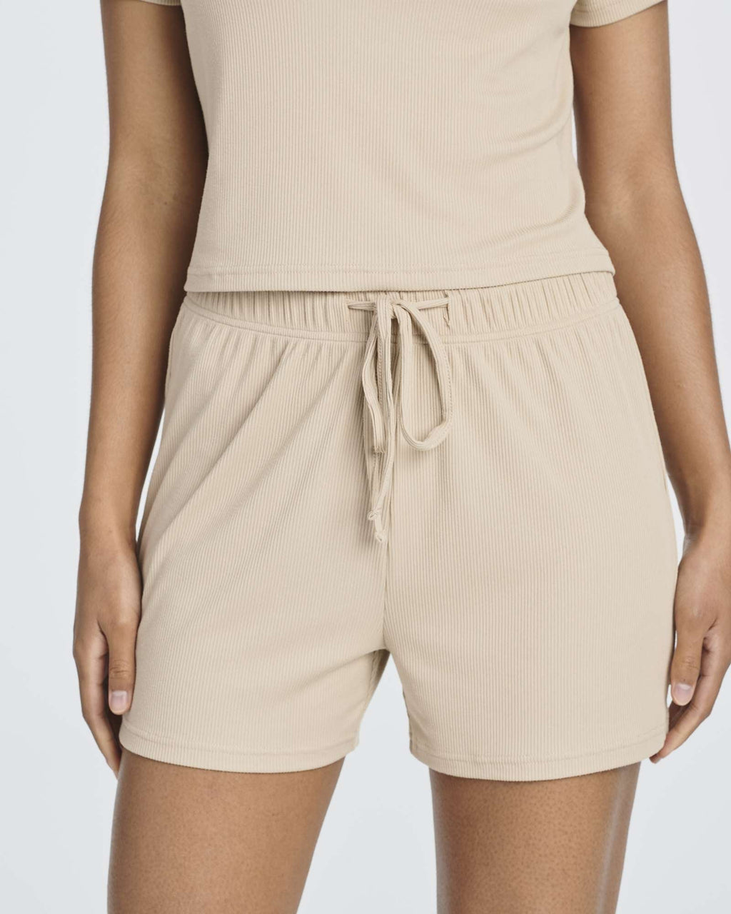 2 Pack: Women's Soft Ribbed Knit Crop Top & Short Set