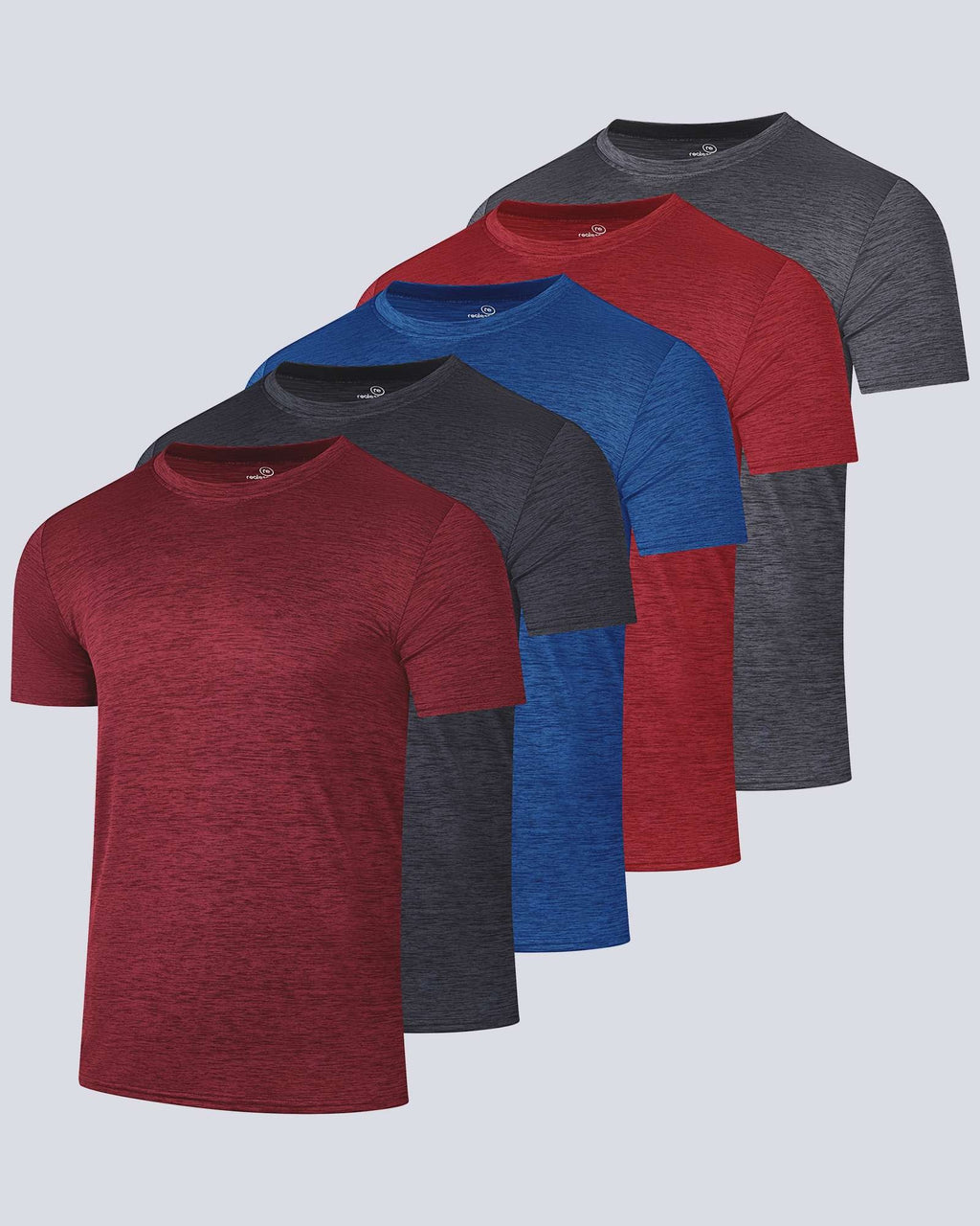 5 Pack: Mens Dry-Fit Active Crew Neck T-Shirt