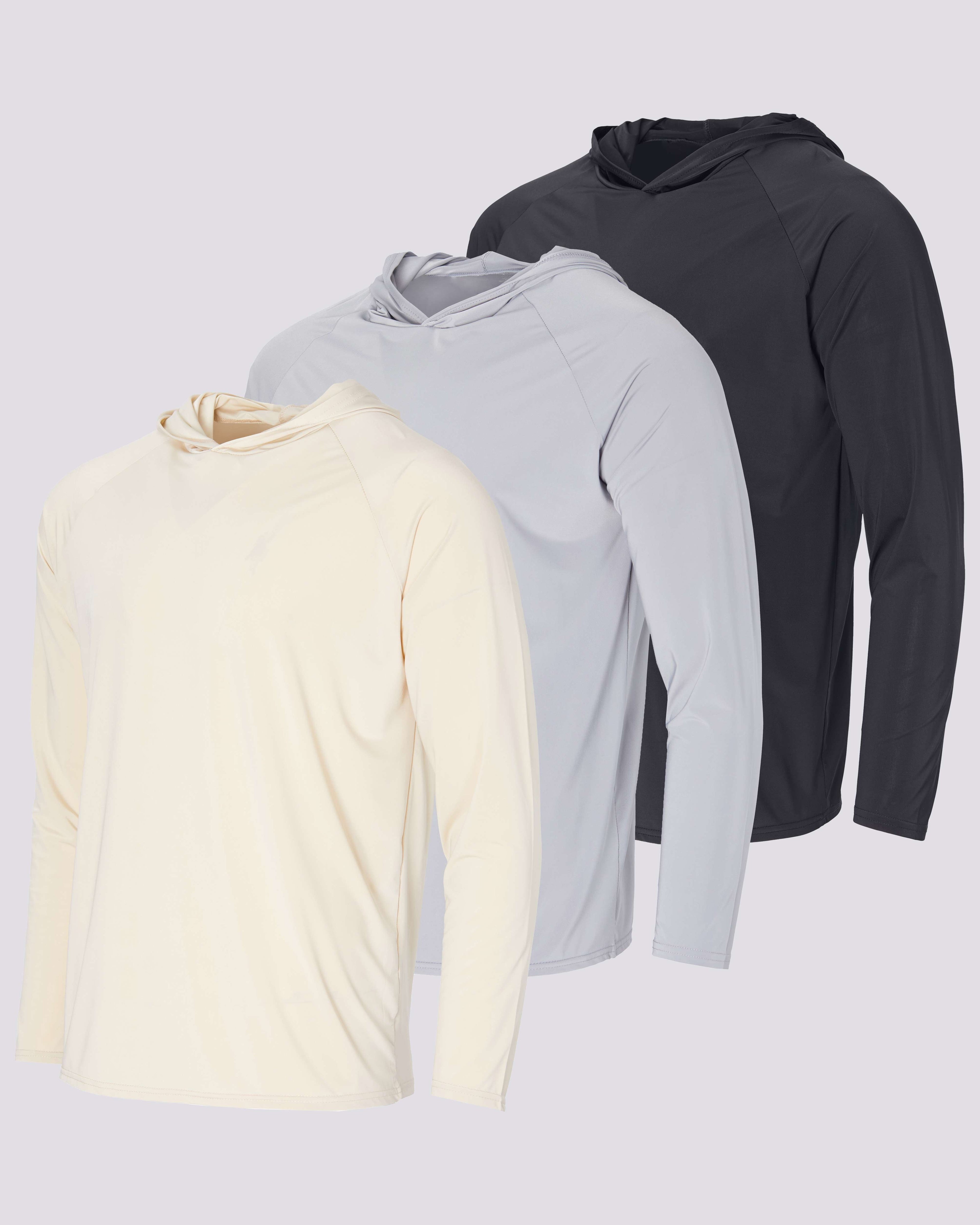 3 Pack: Men's Rash Guard Hoodie (Available In Big & Tall)