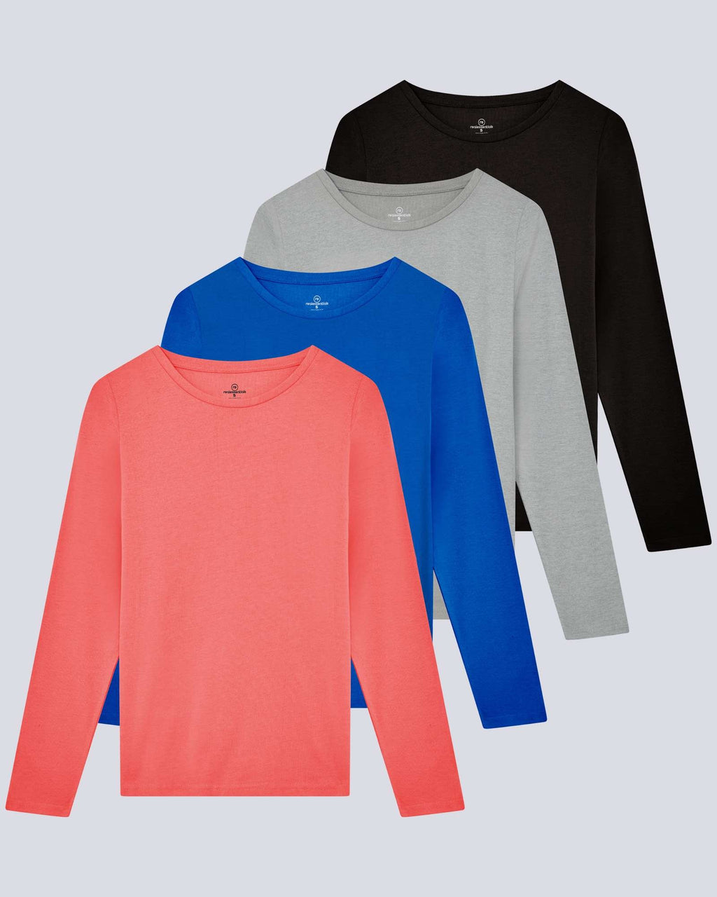 4 Pack: Women's Cotton Classic-Fit Long-Sleeve Crewneck T-Shirt (Available in Plus Size)