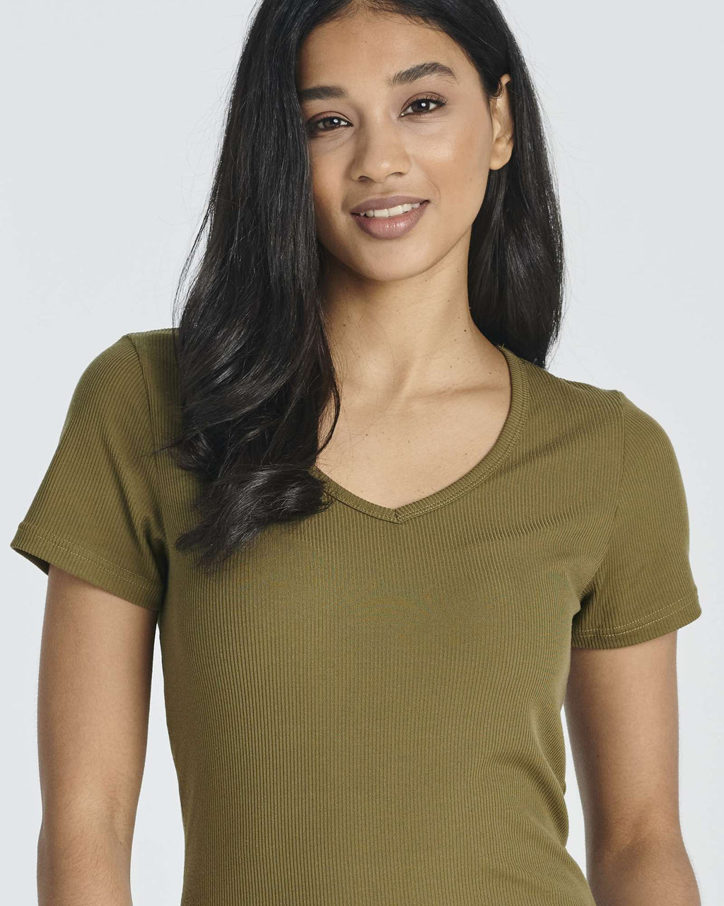 5 Pack: Women's Soft Ribbed Short Sleeve V-Neck T-Shirt