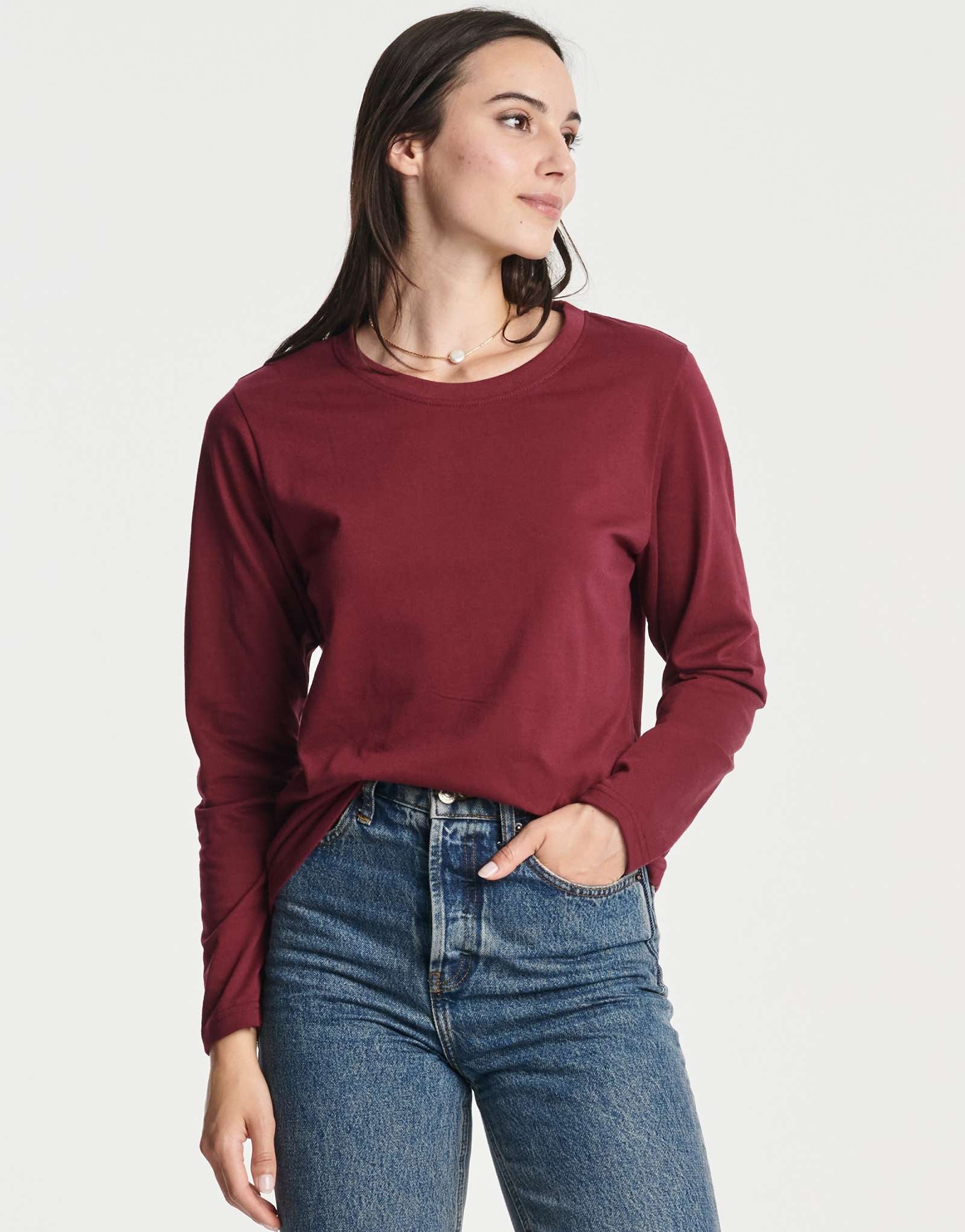 4 Pack: Women's Cotton Classic-Fit Long-Sleeve Crewneck T-Shirt (Available in Plus Size)