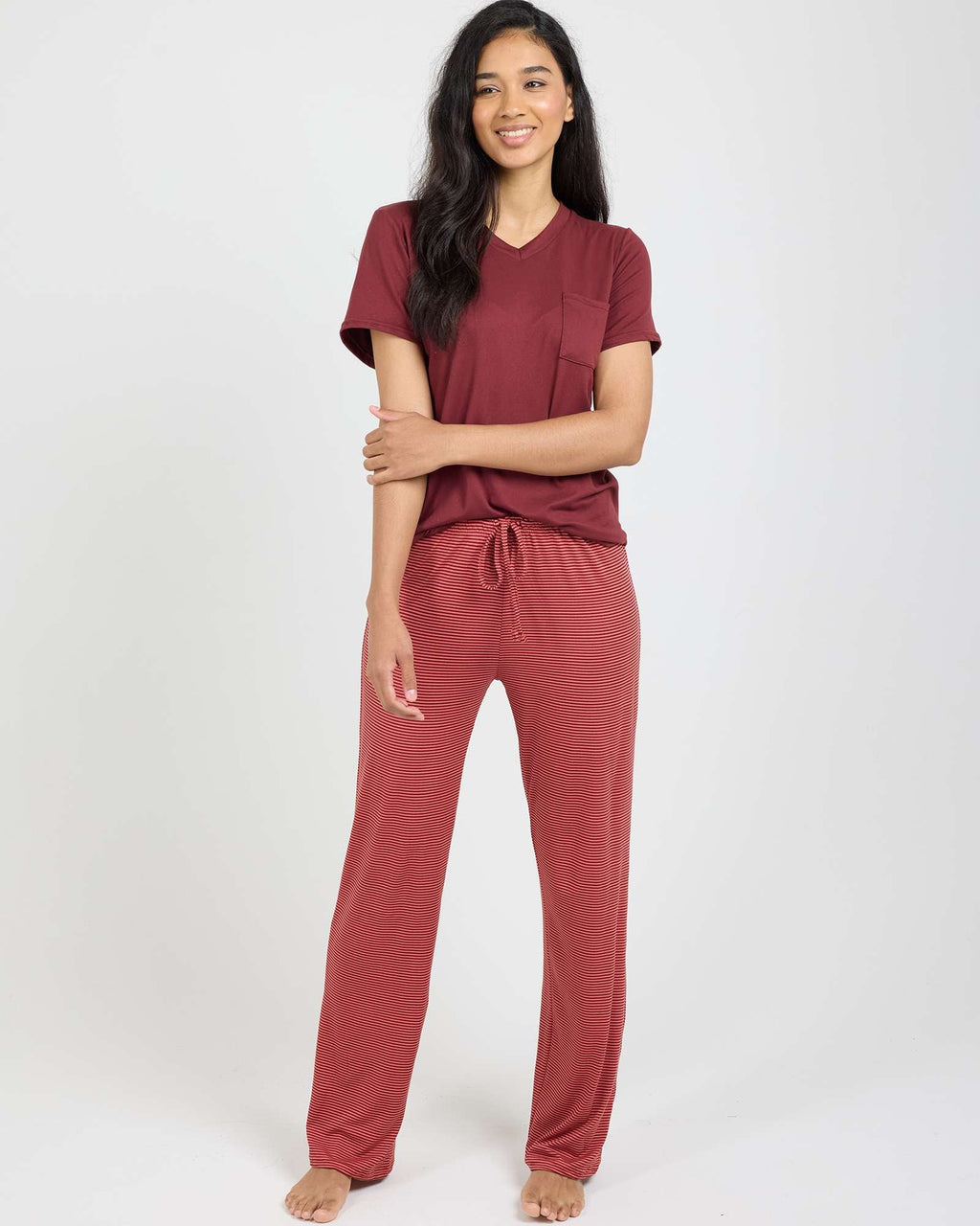 2 Pack: Women’s Pajama Set Super-Soft Short Sleeve V-Neck Top With Pants (Available in Plus Size)