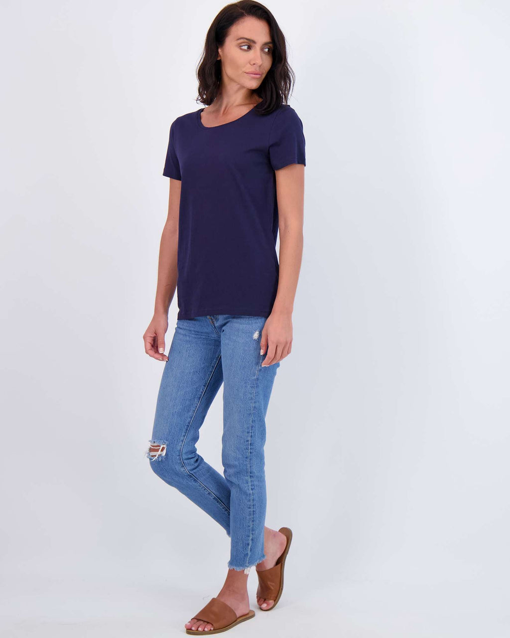 4 Pack: Womens Classic-Fit Cotton Short-Sleeve Scoop Neck T-Shirt