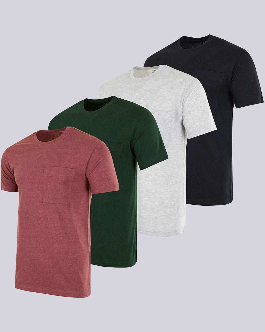 4 Pack: Mens Cotton Short Sleeve Crew Neck Pocket T-Shirt