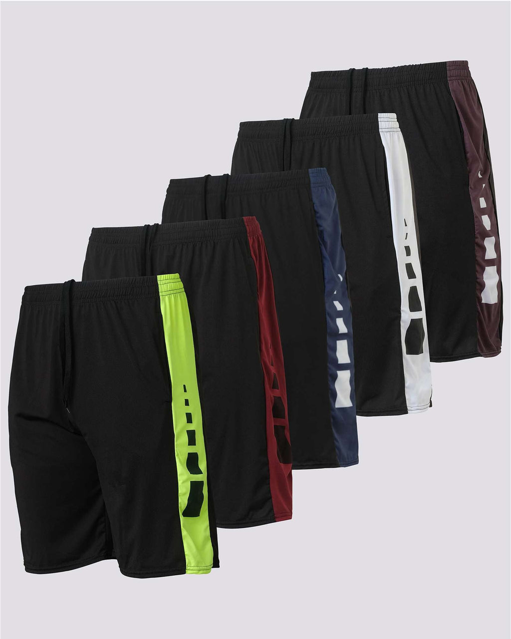 5 Pack: Mens Dry-Fit Active Performance Shorts
