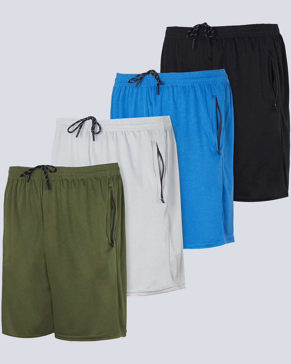 4 Pack: 7" Athletic Running Quick Dry Mesh Shorts with Zipper Pockets (Available In Big & Tall)