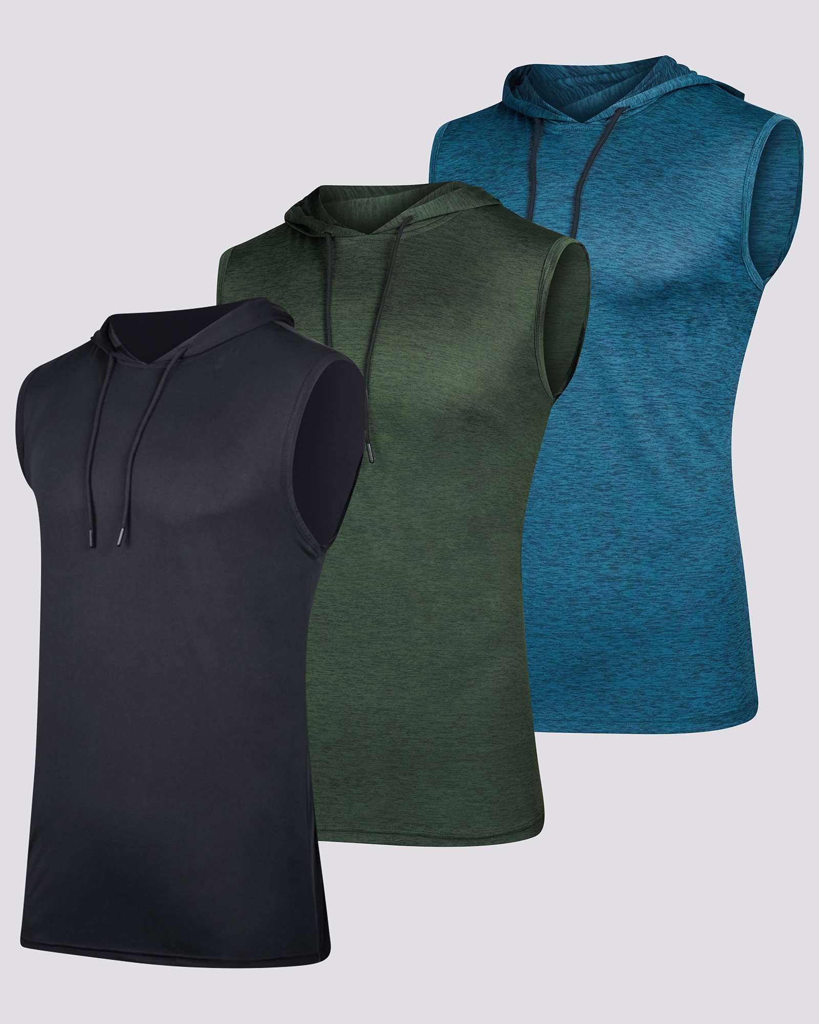 3 Pack: Men’s Dry-Fit Active Tank Top Hoodie