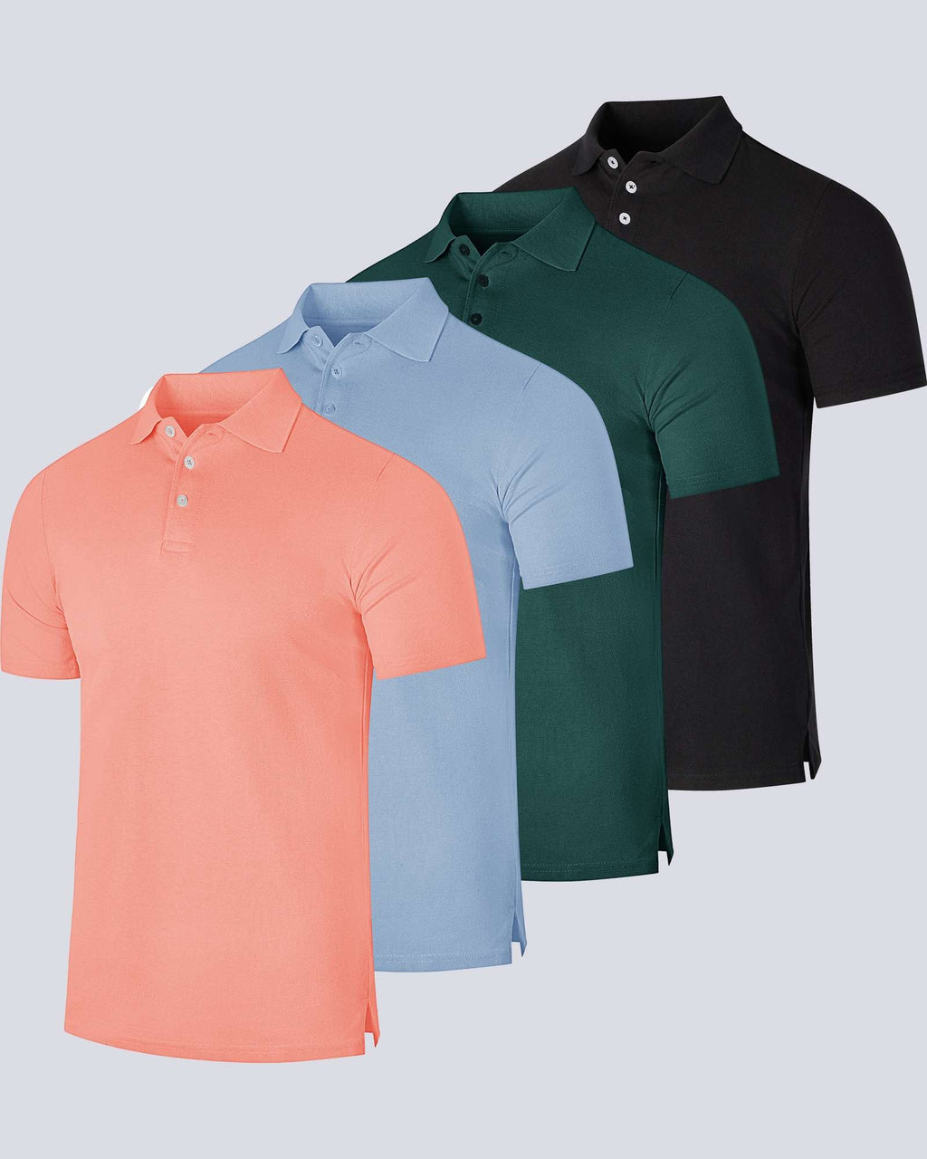 4 Pack: Men's Cotton Pique Short Sleeve Polo Shirt - Performance Polo (Available In Big & Tall)
