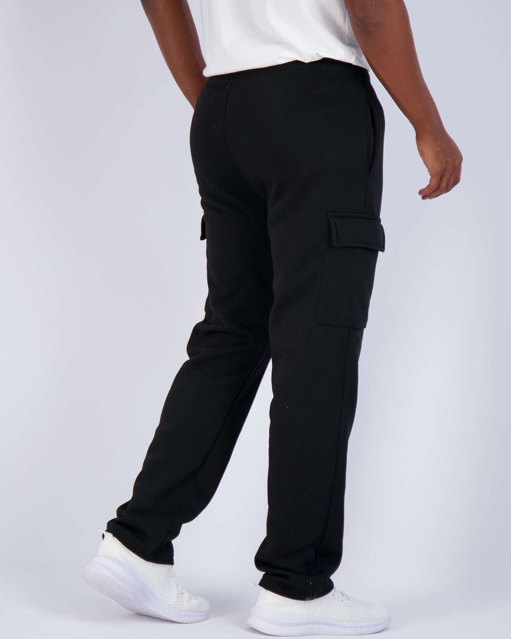 3 Pack: Mens Fleece Cargo Open Bottom Sweatpants
