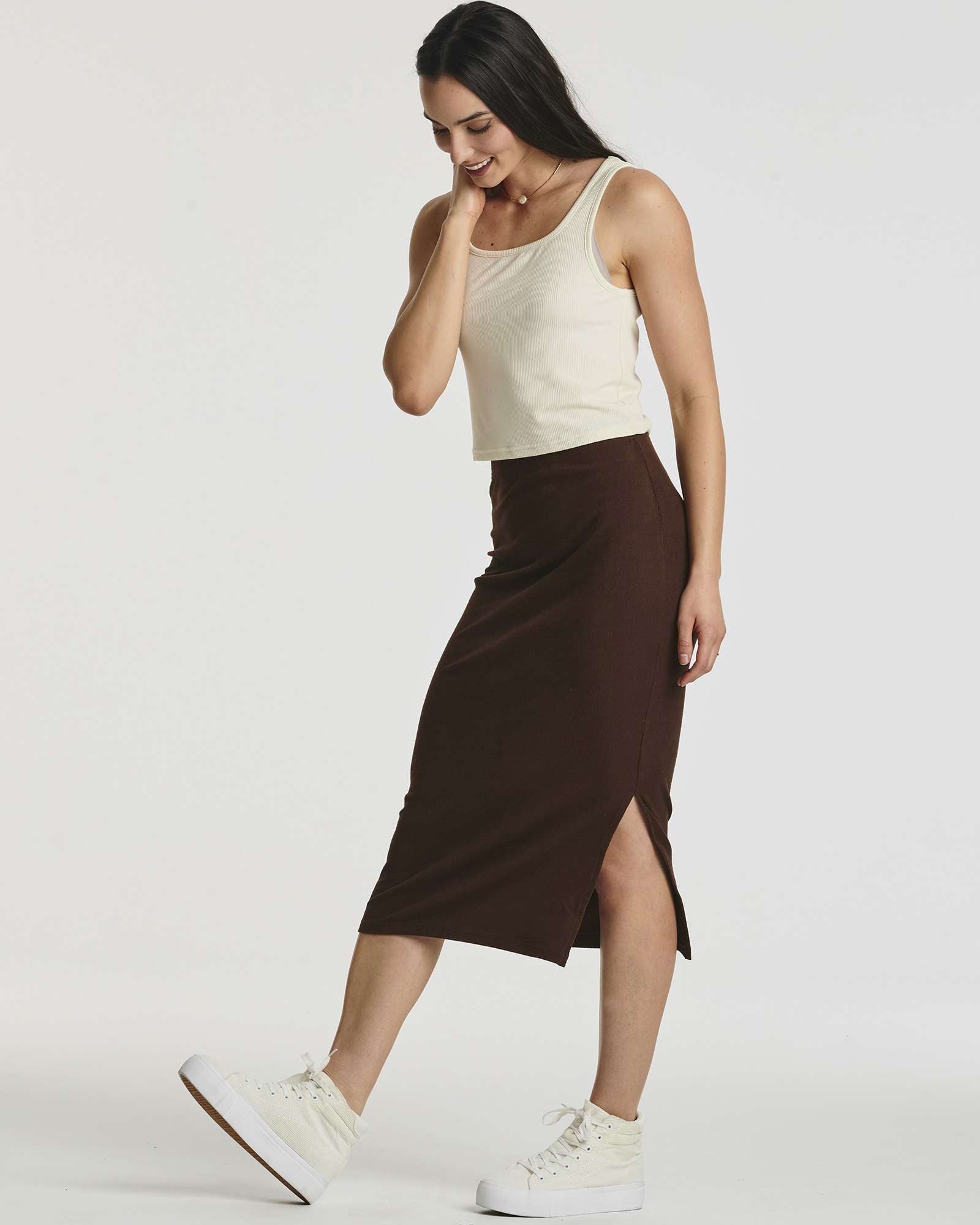 3 Pack: Women's Midi Ribbed Knit Skirt