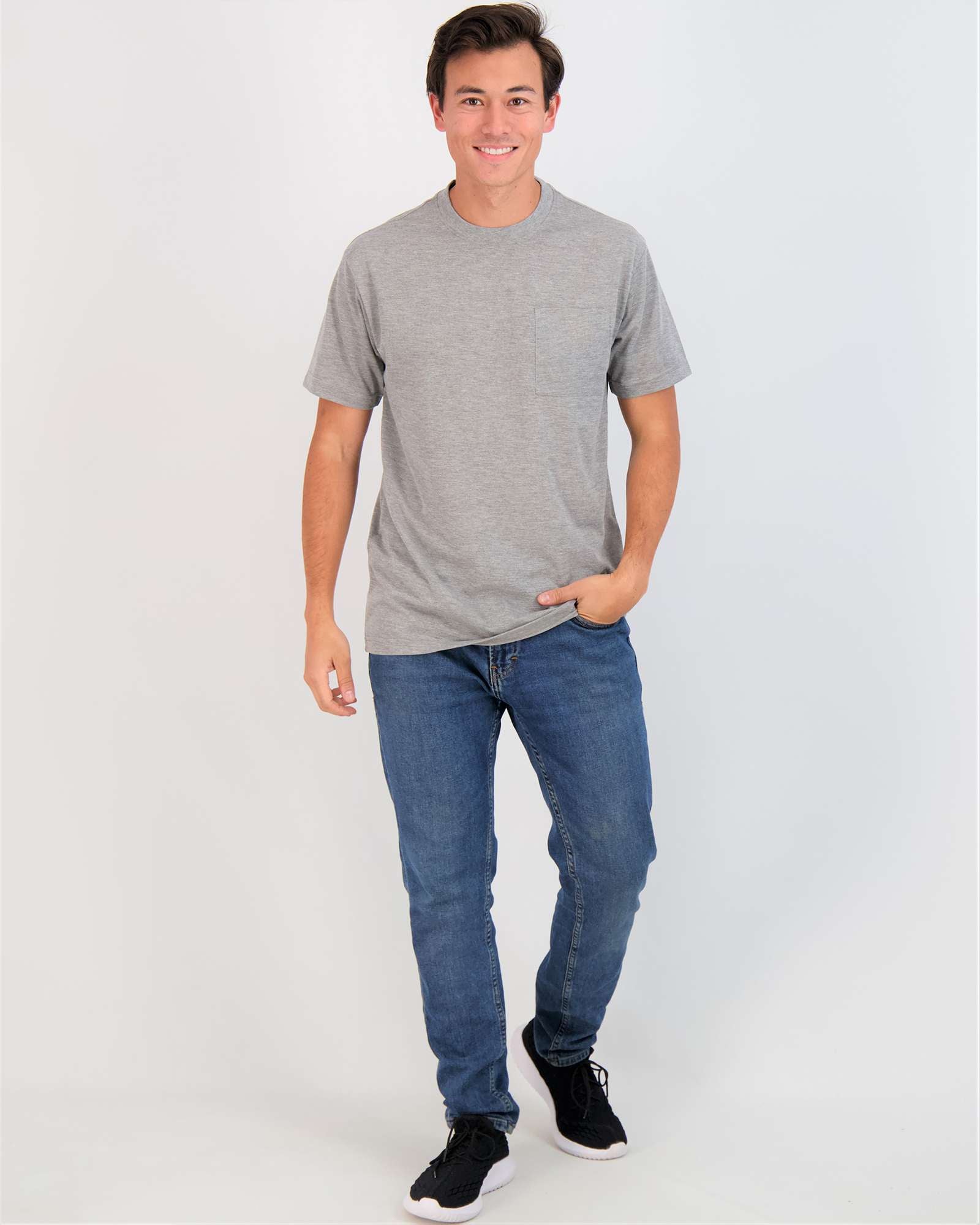 4 Pack: Mens Cotton Short Sleeve Crew Neck Pocket T-Shirt