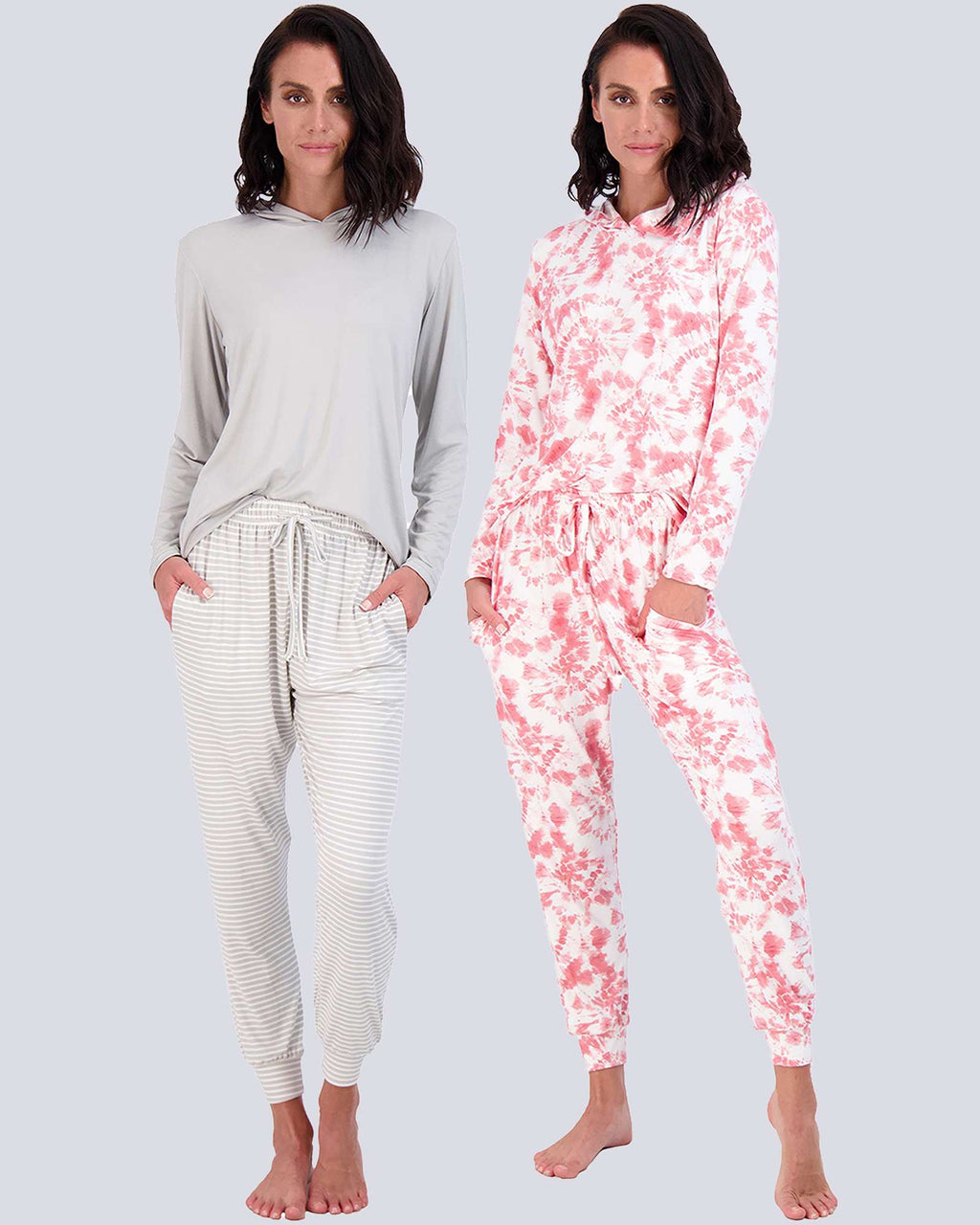 4 Piece: Womens Long Sleeve Henley & Jogger Lounge Pajama Set