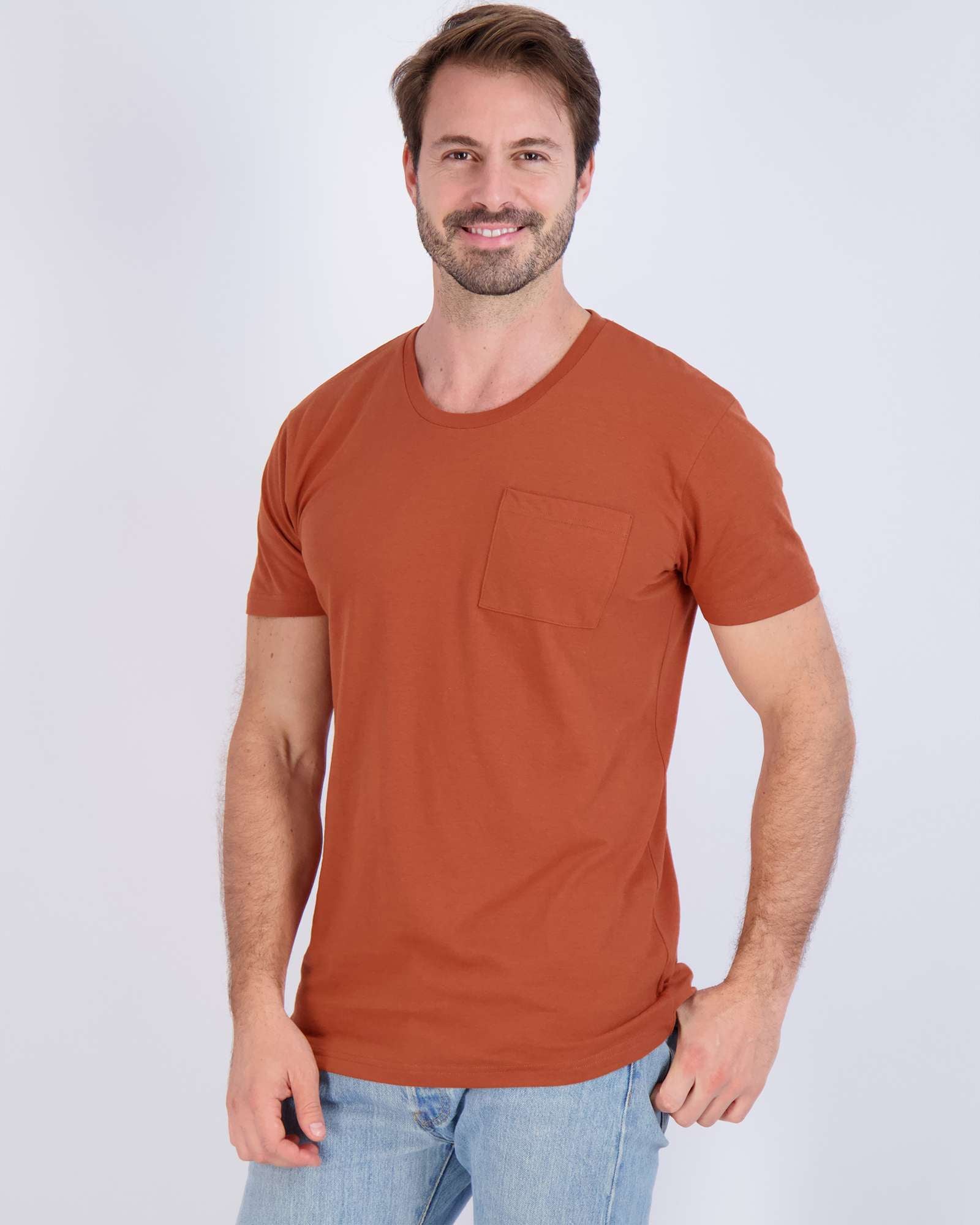 4 Pack: Mens Cotton Short Sleeve Crew Neck Pocket T-Shirt