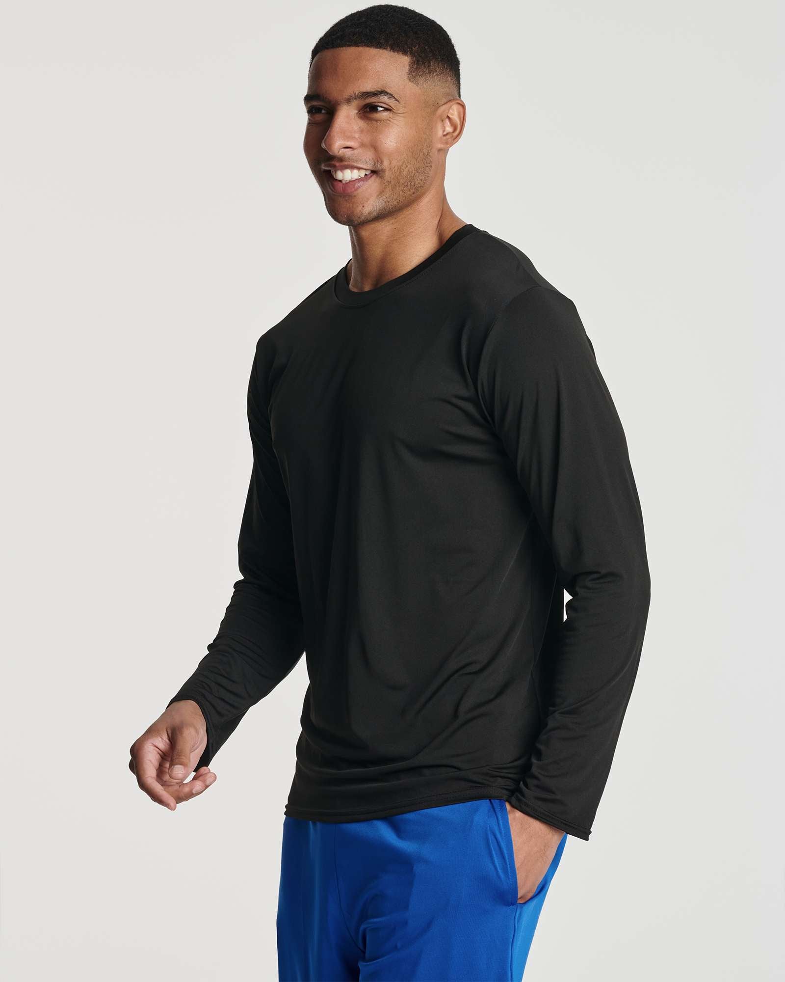 Real Essentials 4 Pack: Men's Dry-Fit UV Moisture Wicking UPF 50+ SPF Sun Protective Fishing Hiking Swim Long Sleeve Shirt