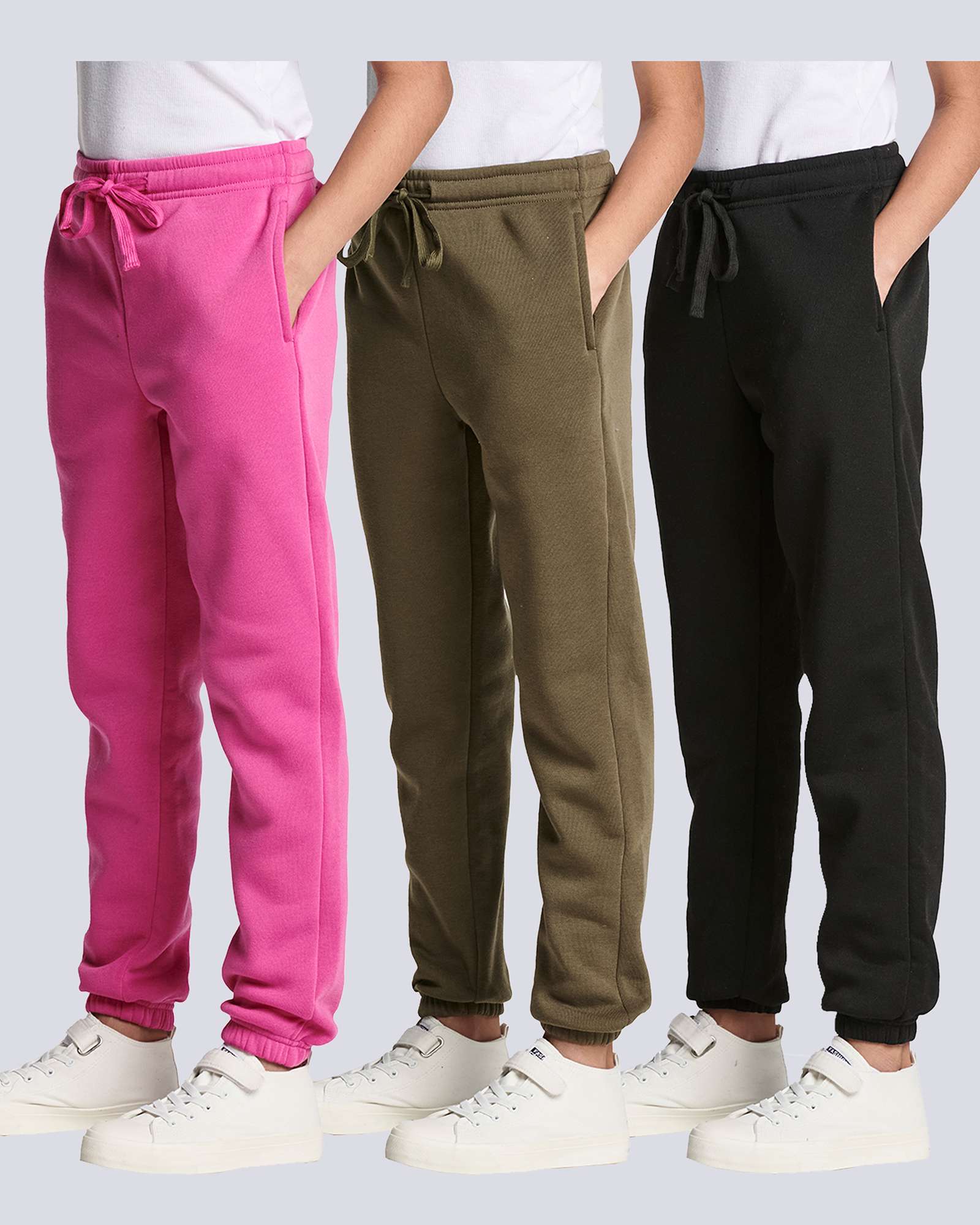 3 Pack: Girls' Sweatpants - Active Fleece Jogger Pants