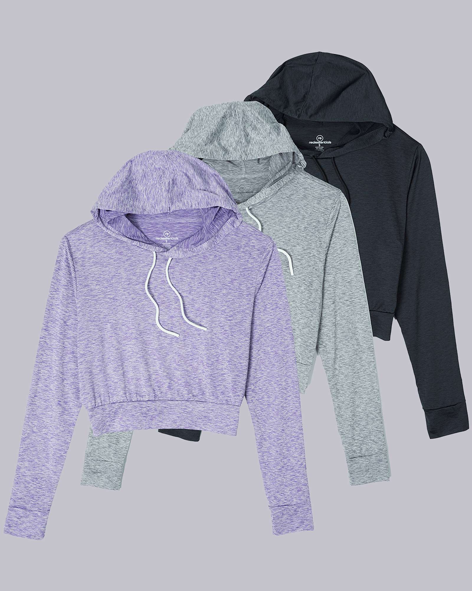 3 Pack: Women's Long Sleeve Cropped Hoodie