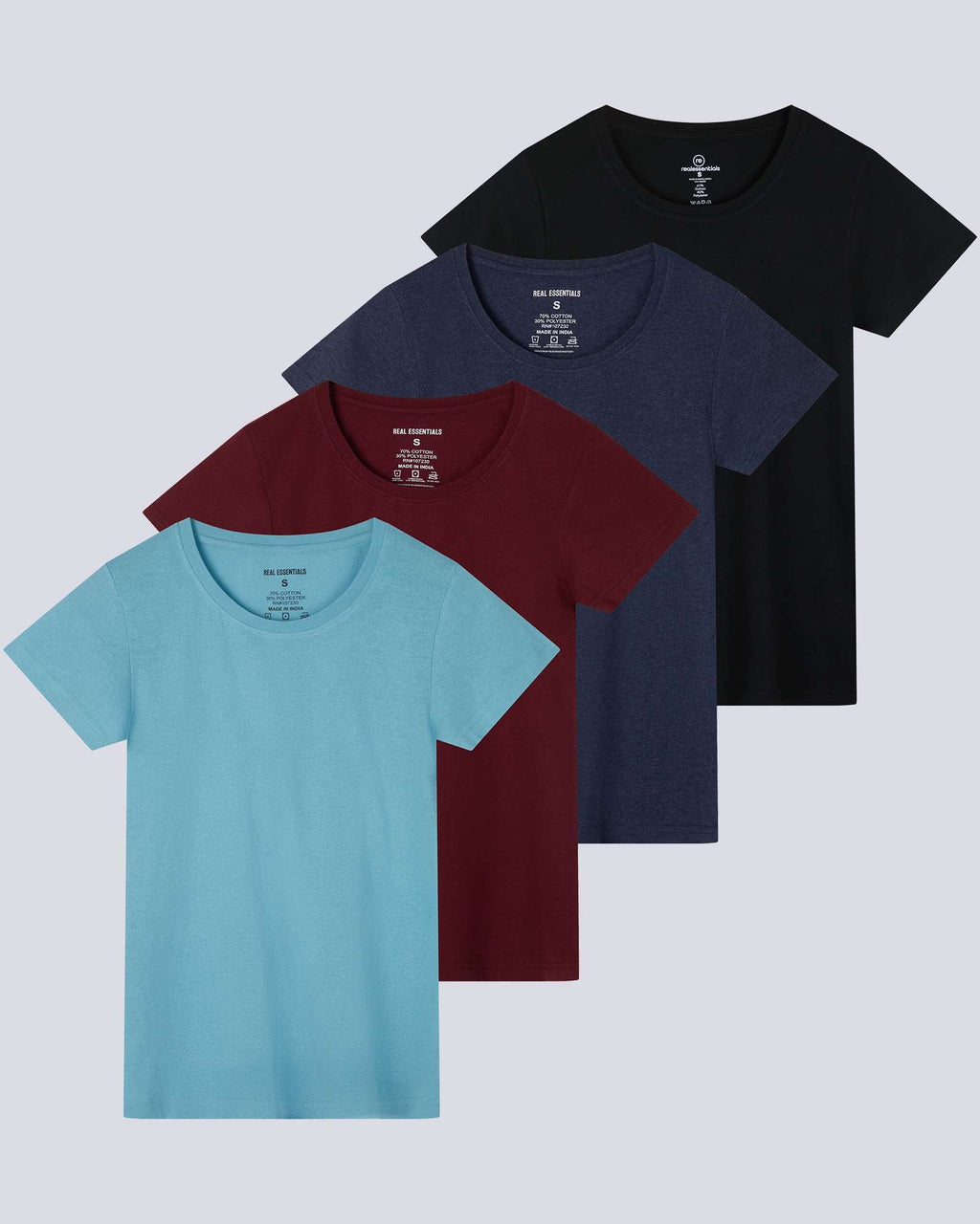 4 Pack: Womens Classic-Fit Cotton Short-Sleeve Scoop Neck T-Shirt