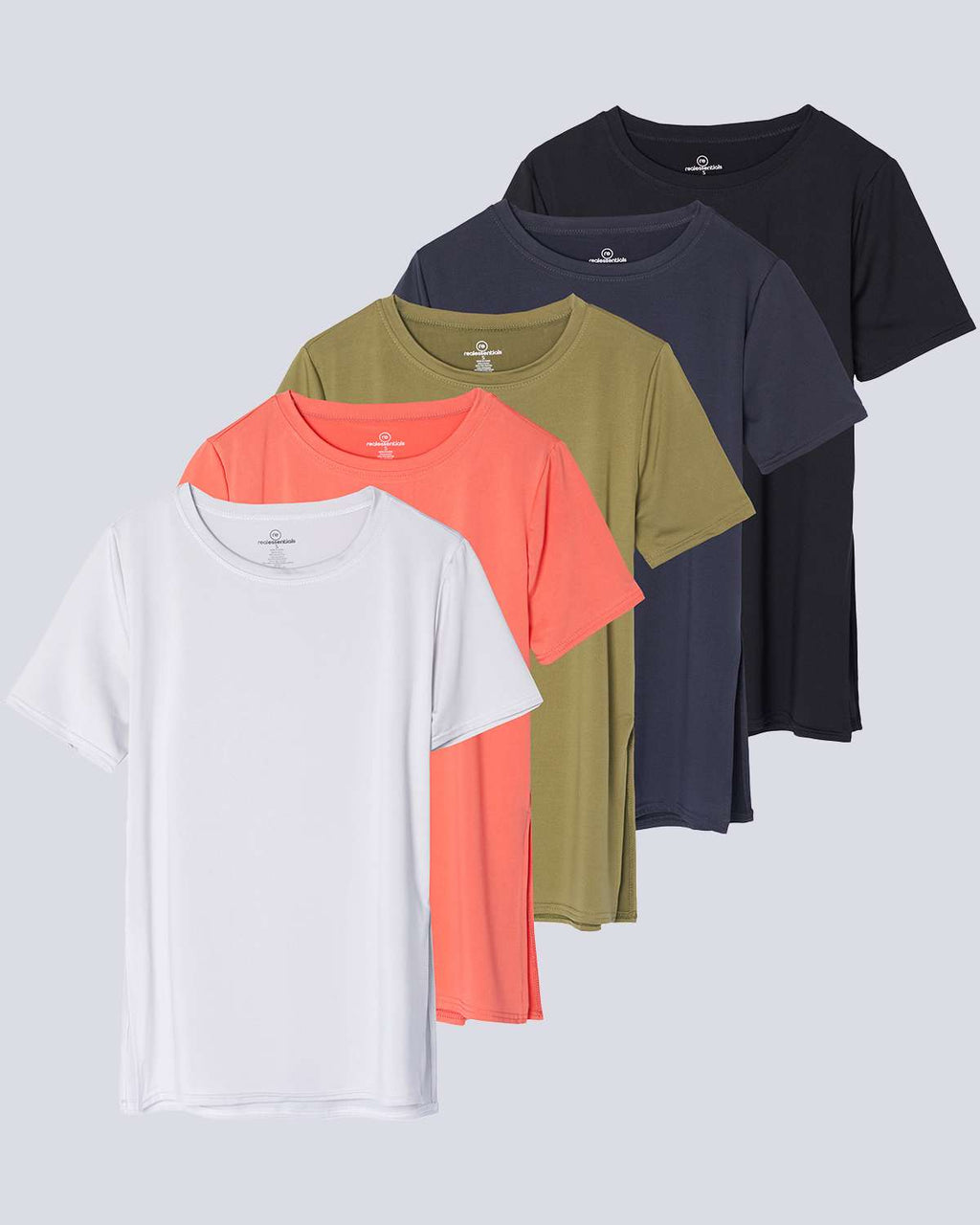 5 Pack: Women's Short Sleeve Crew Relaxed Yoga Top (Available in Plus Size)