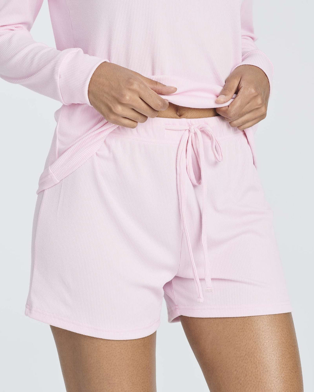 2 Pack: Women's Ribbed Knit Long Sleeve Top and Shorts Pajama Set (Available in Plus Size)
