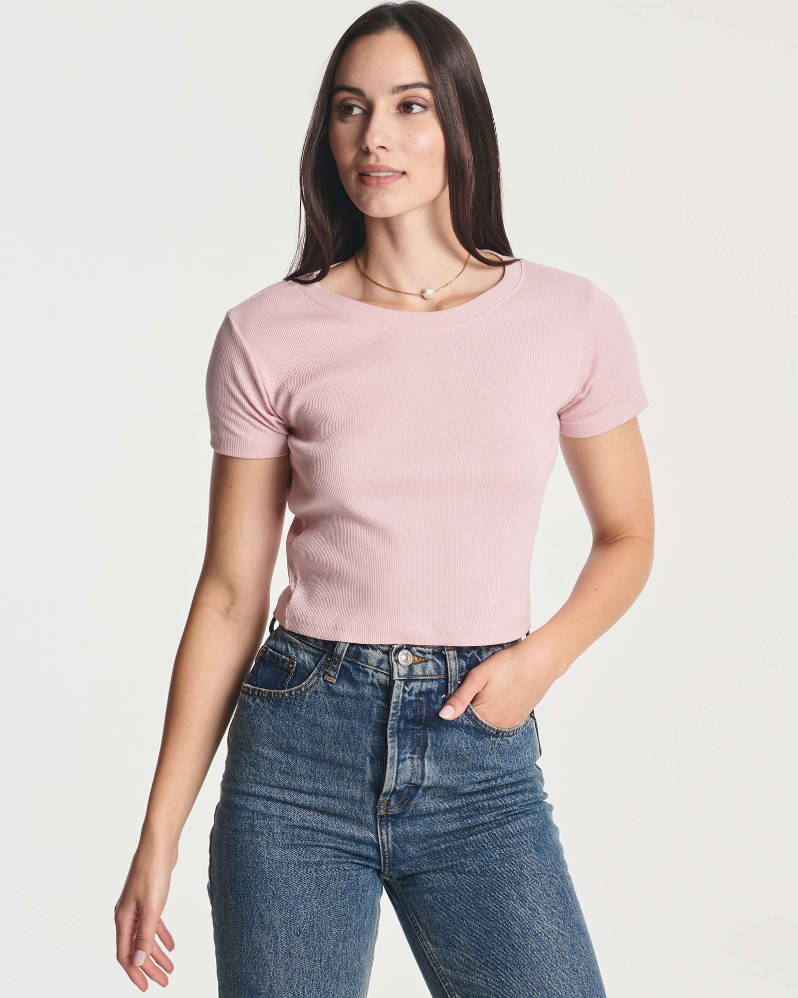 4 Pack: Women's Short Sleeve Ribbed Knit Crop Top