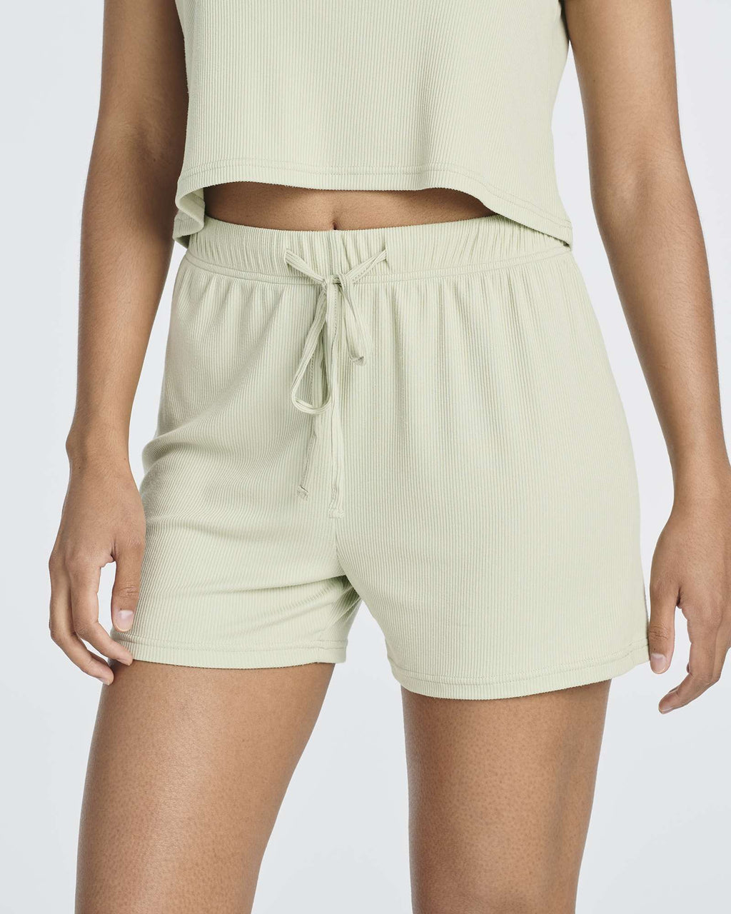 2 Pack: Women's Soft Ribbed Knit Crop Top & Short Set