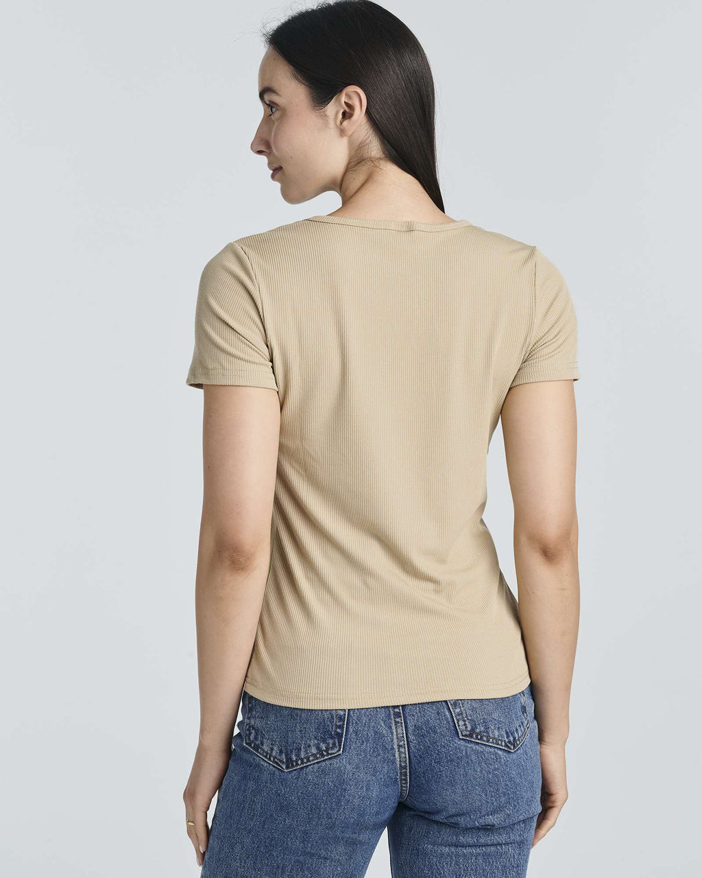 4 Pack: Women's Ribbed Knit Short Sleeve T-Shirt (Available in Plus)