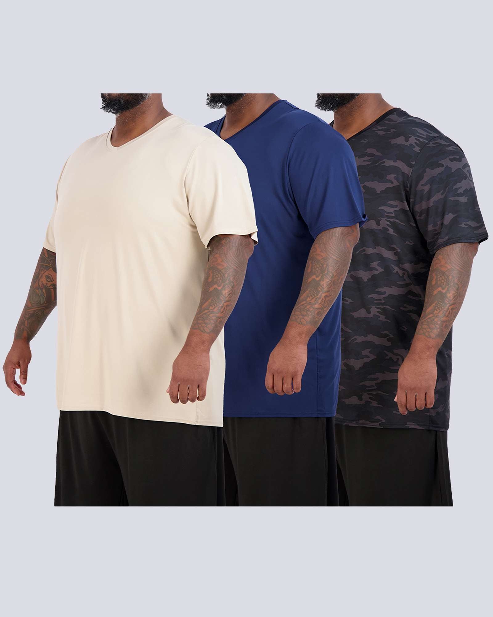 3 Pack: Men's Big & Tall V-Neck Short-Sleeve Dry-Fit T-Shirt