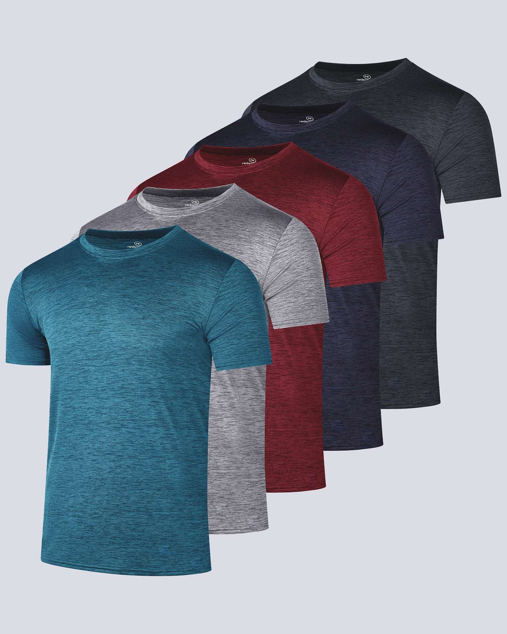 5 Pack: Mens Dry-Fit Active Crew Neck T-Shirt