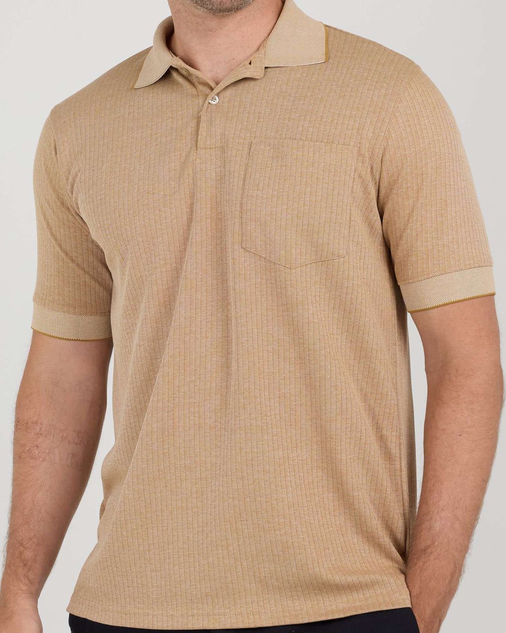 3 Pack: Men's Ribbed CVC SS Polo Shirt With Pocket - Breathable Performance Polo (Available in Big & Tall)