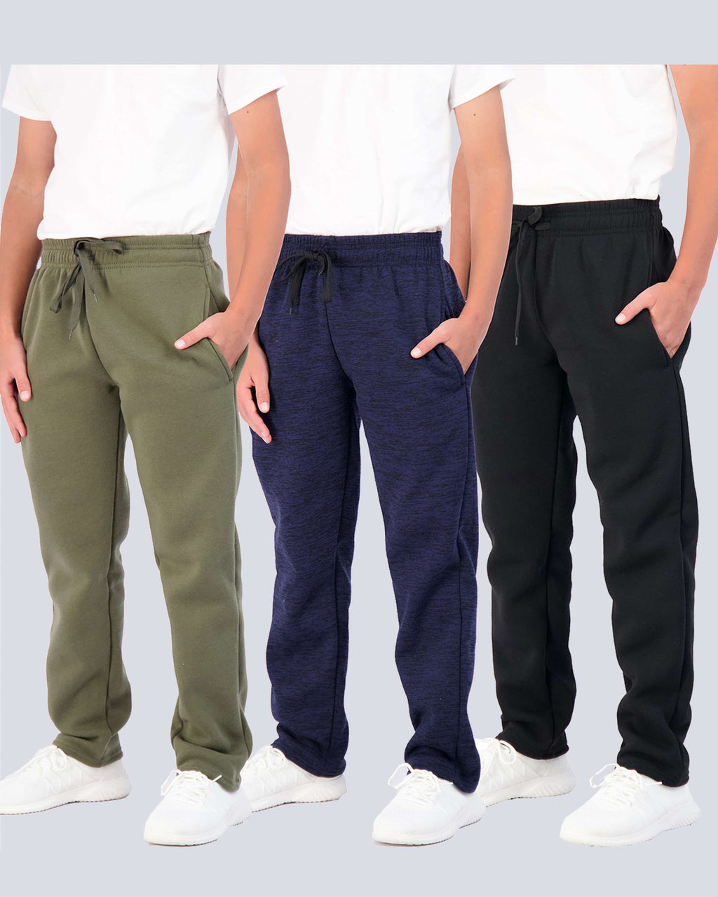 3 Pack: Boys Fleece Open Bottom Sweatpants