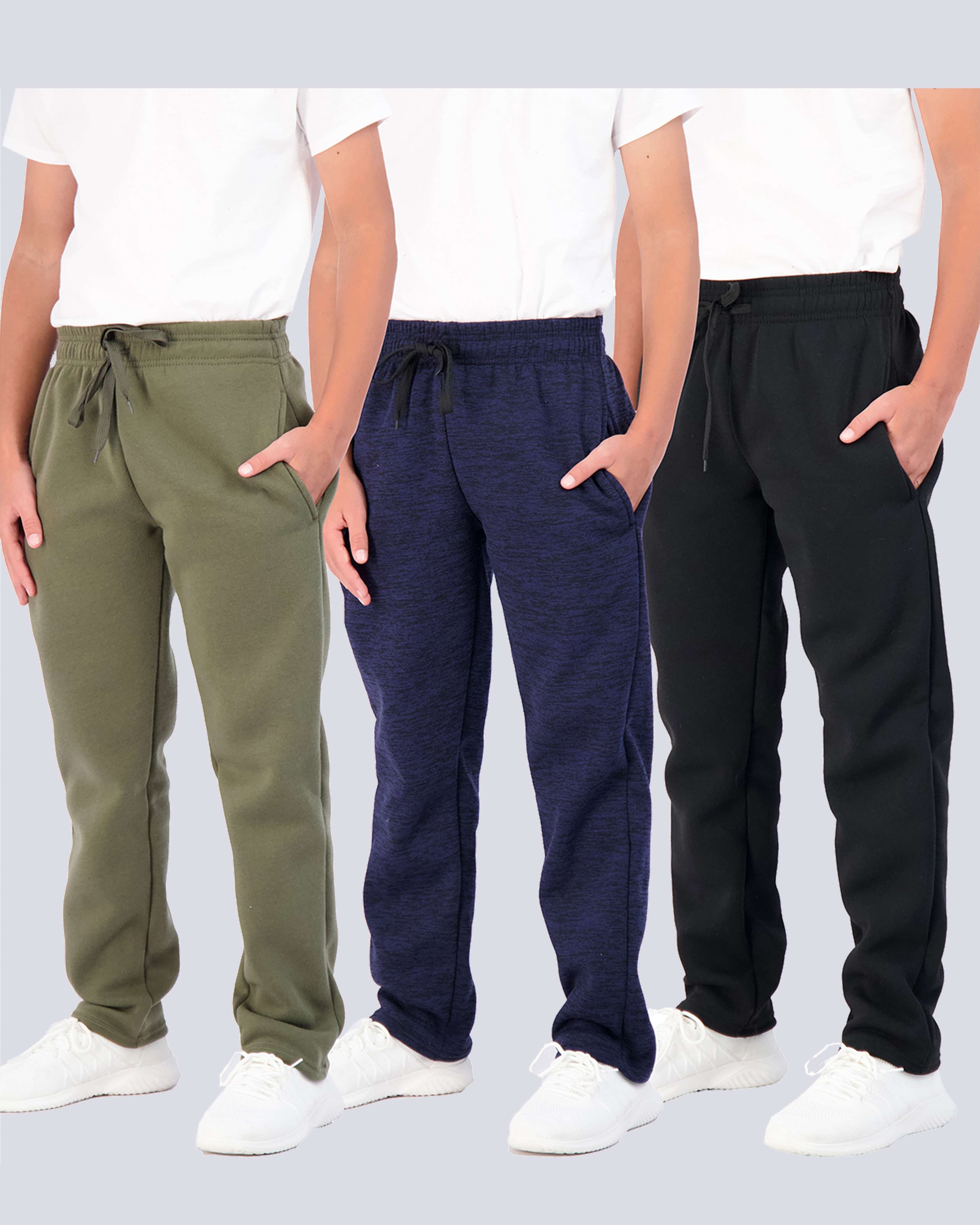 3 Pack: Boys Fleece Open Bottom Sweatpants