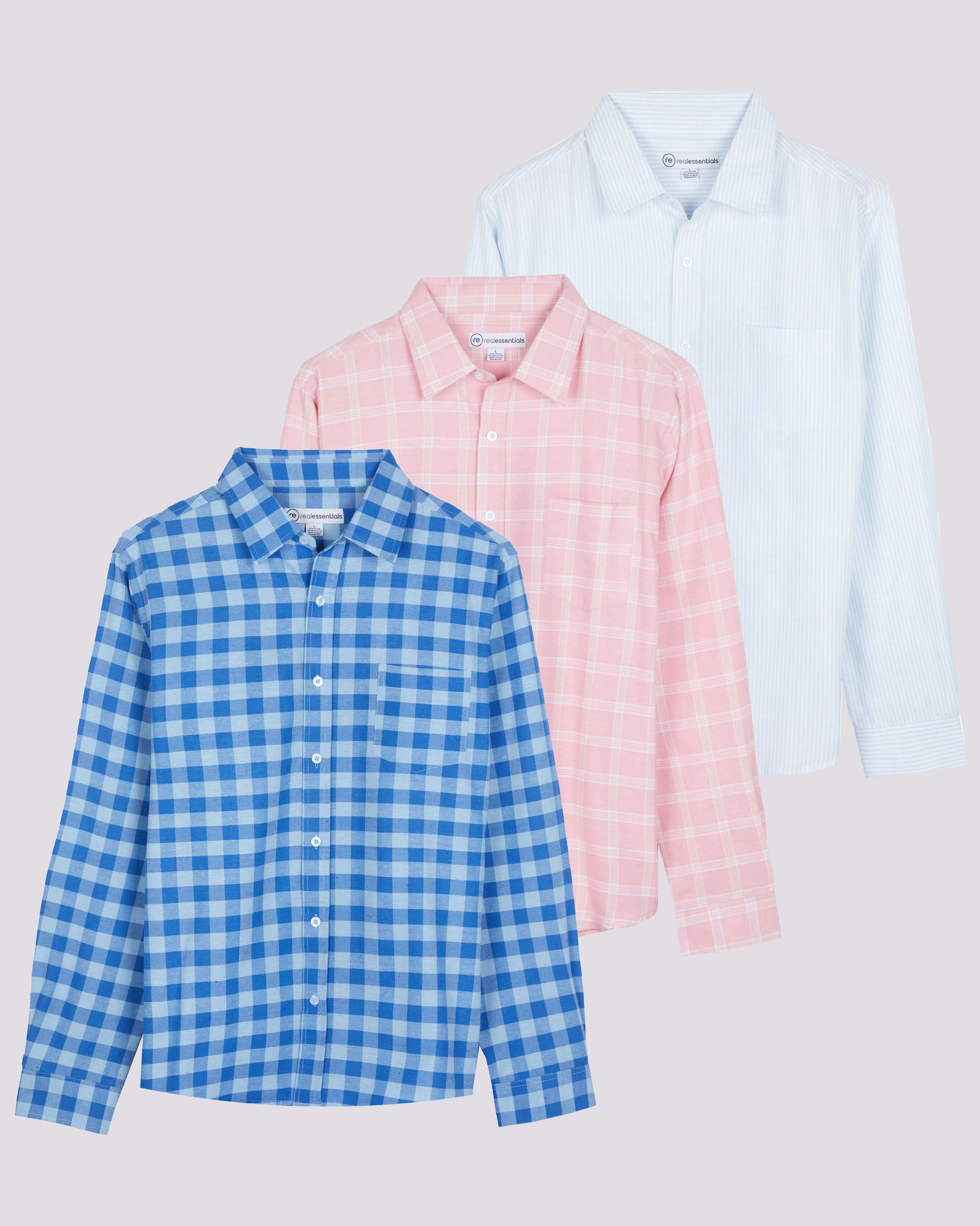 3 Pack: Men's Regular-Fit Long Sleeve Poplin Shirt (Available in Big & Tall)