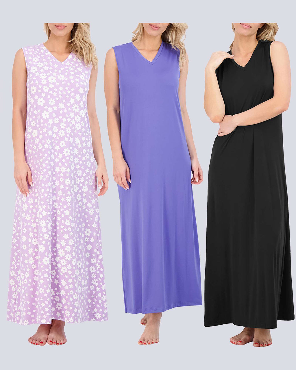 3 Pack: Women's Soft Tank Nightgown (Available in Plus Size)