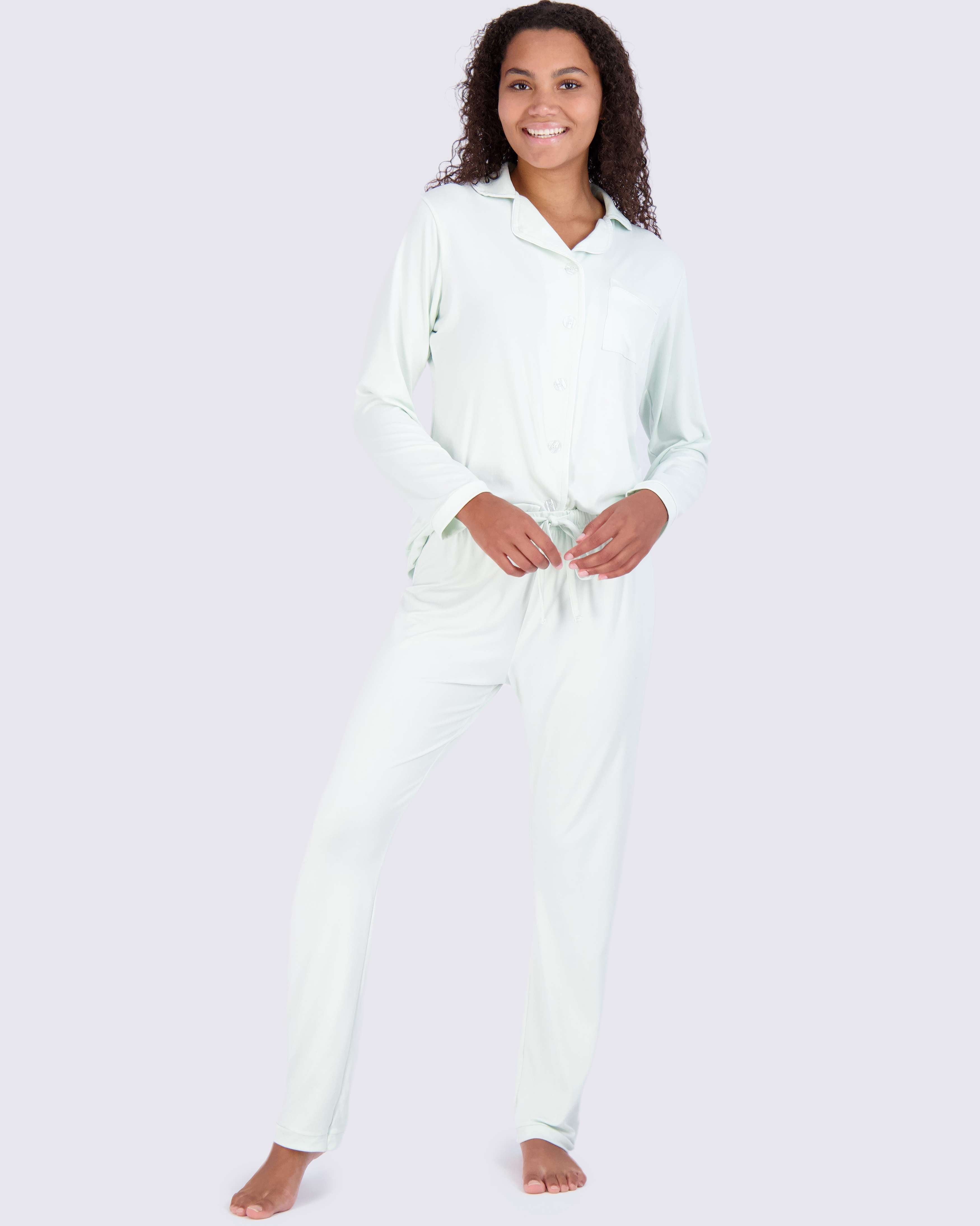 4 Piece: Women’s Long Sleeve Button Down Pajama Set