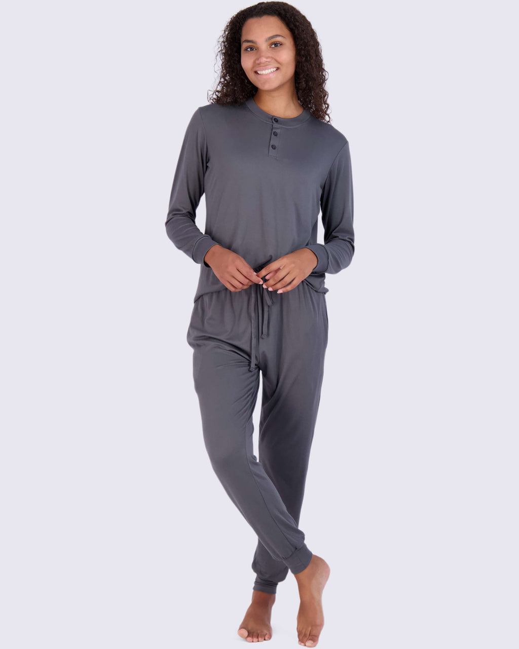 4 Piece: Womens Long Sleeve Henley & Jogger Lounge Pajama Set