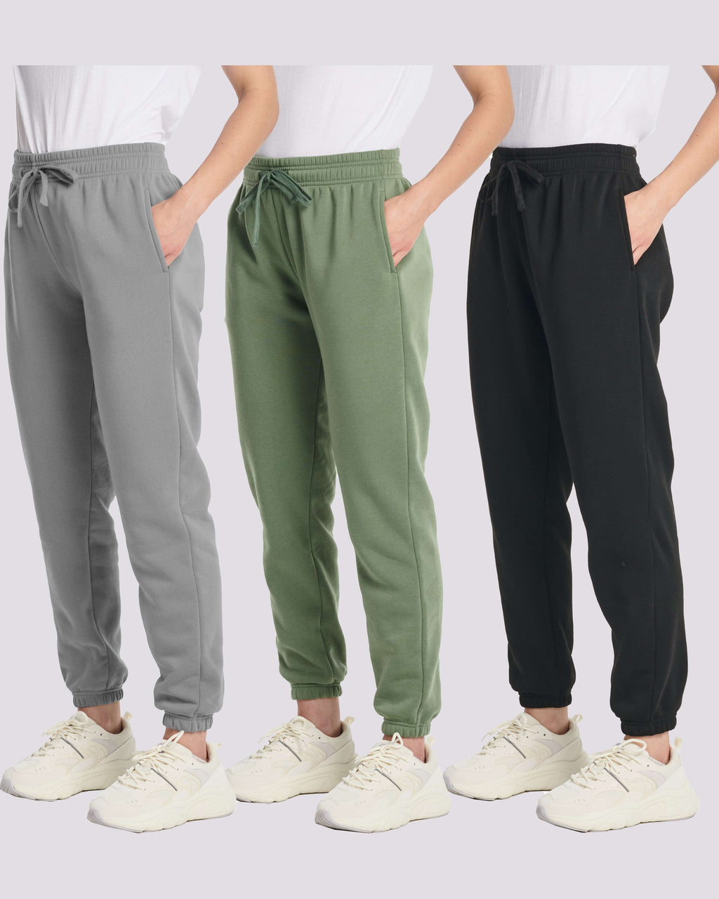3 Pack: Women's Fleece Jogger Sweatpants with Elastic Cuff (Available in Plus Size)