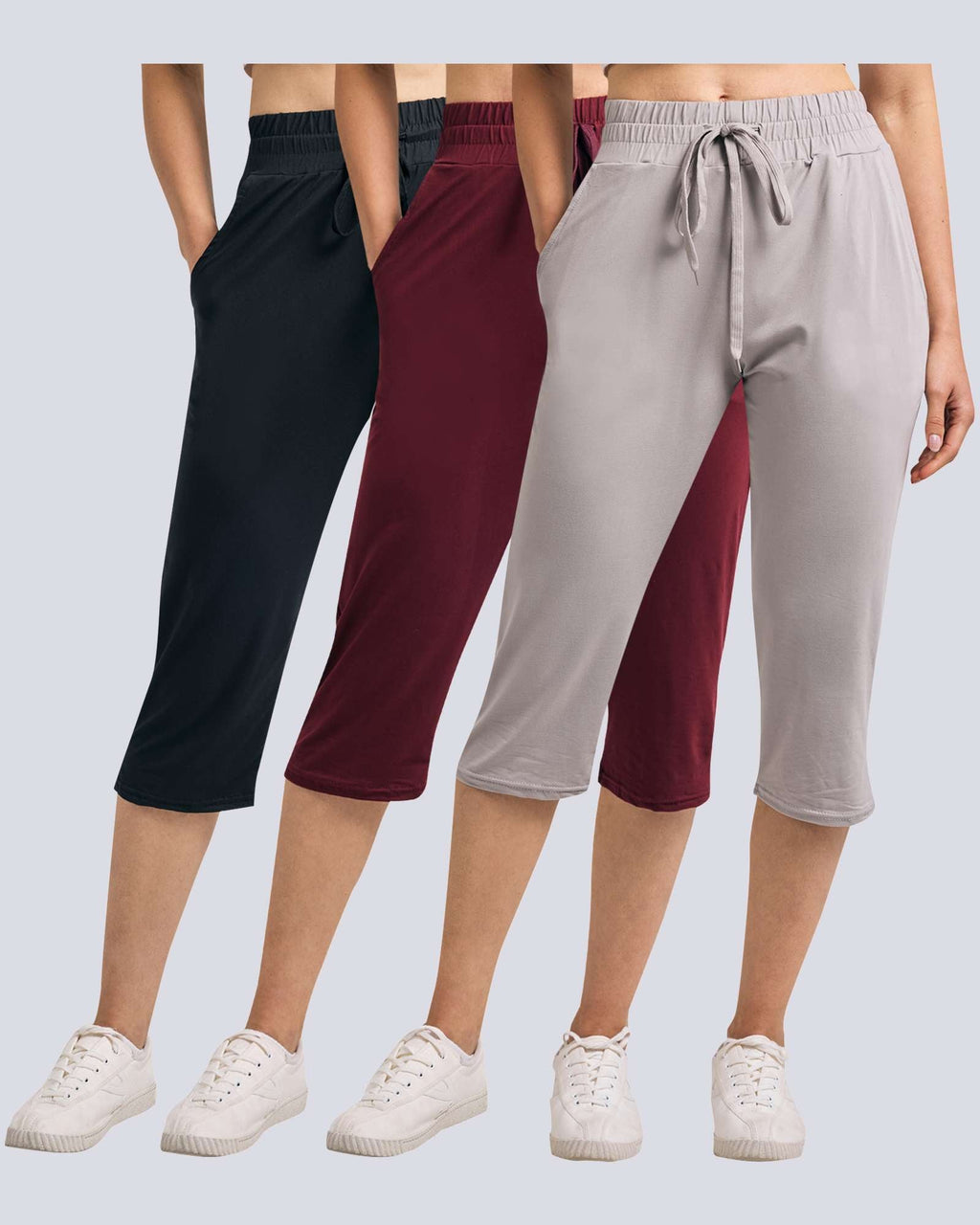 3 Pack: Women's Capri Open Bottom Sweatpants