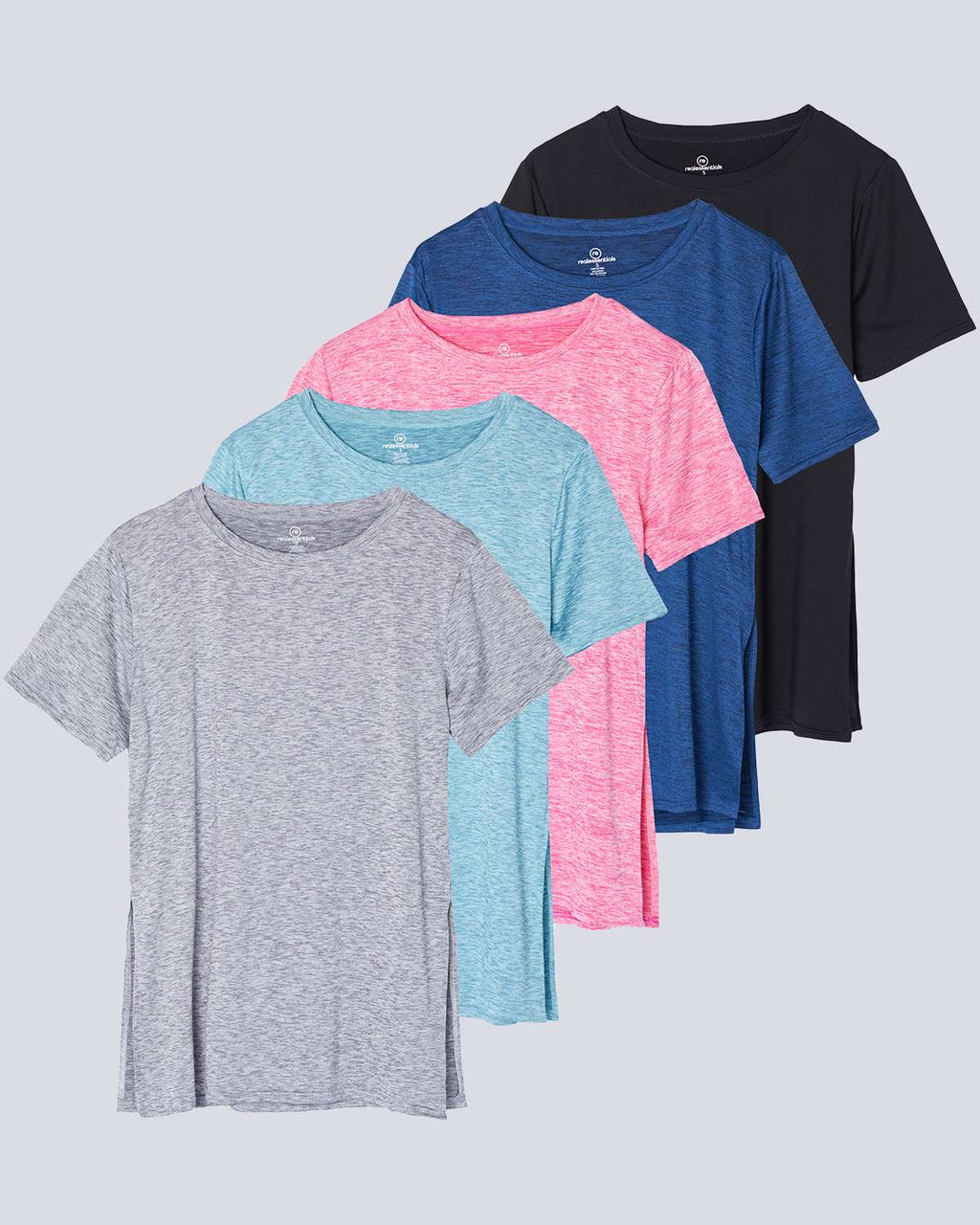 5 Pack: Women's Short Sleeve Crew Relaxed Yoga Top (Available in Plus Size)